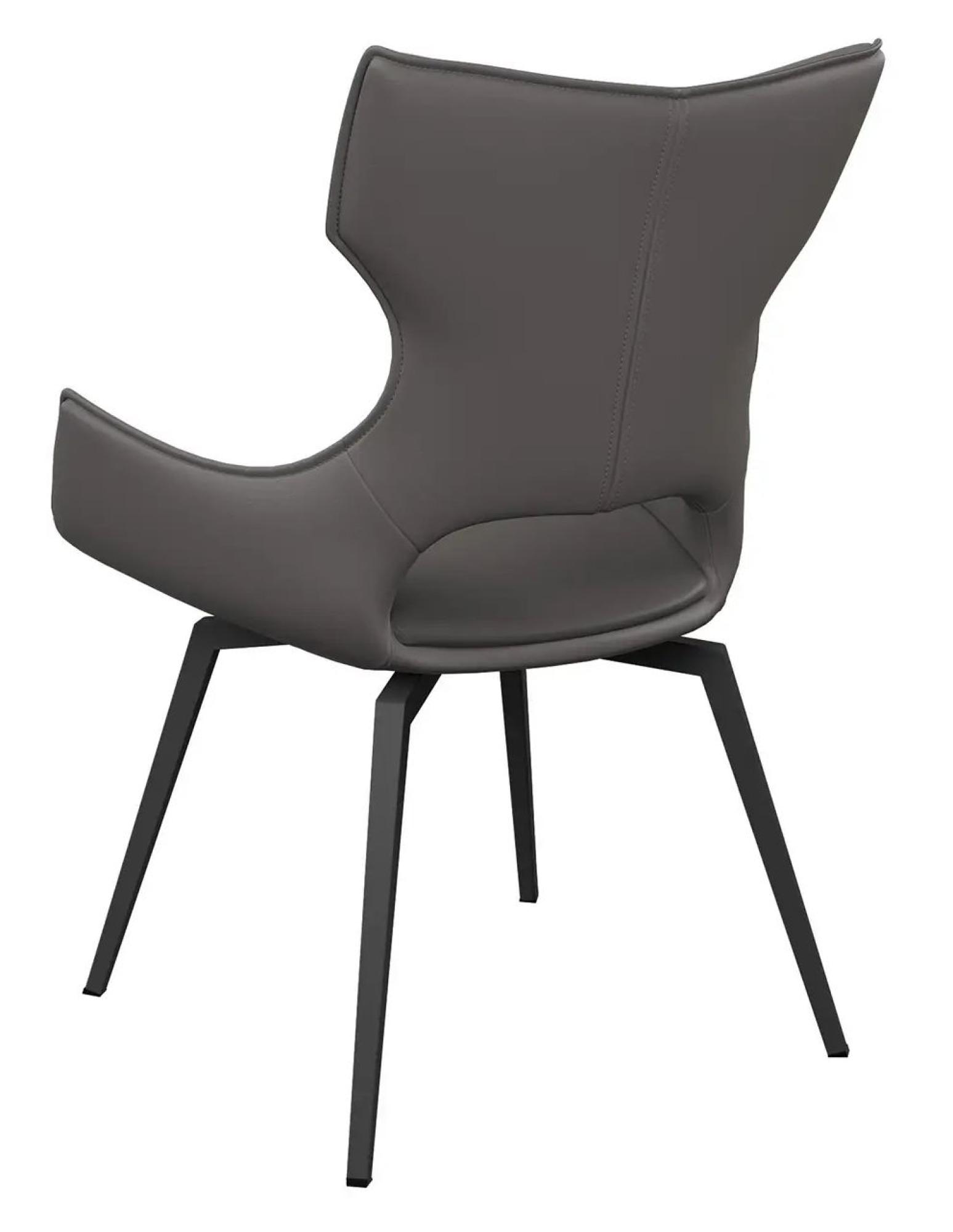 Product photograph of Set Of 2 Raffaello Grey Leather Swivel Dining Chair from Choice Furniture Superstore.