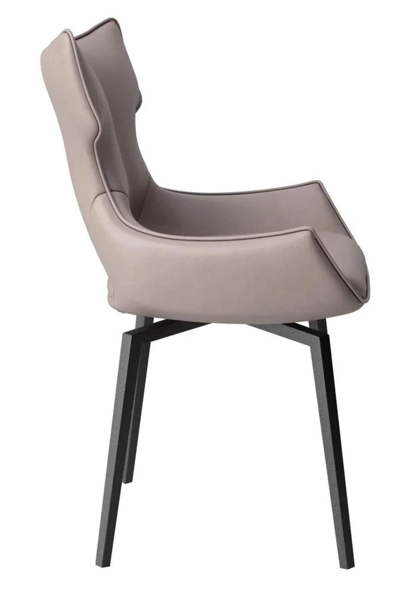 Product photograph of Set Of 2 Raffaello Taupe Leather Swivel Dining Chair With Grey Base from Choice Furniture Superstore.