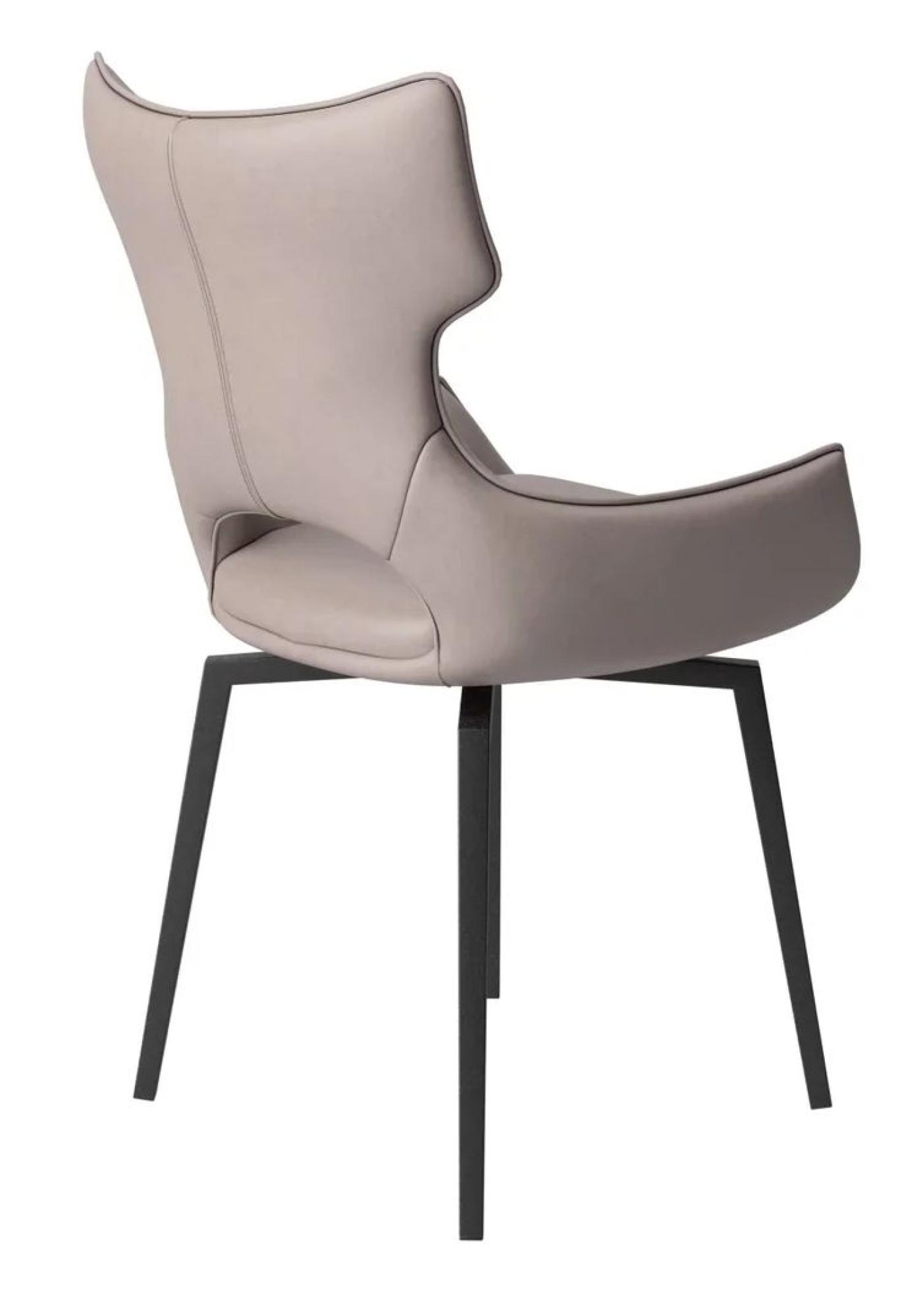 Product photograph of Set Of 2 Raffaello Taupe Leather Swivel Dining Chair With Grey Base from Choice Furniture Superstore.