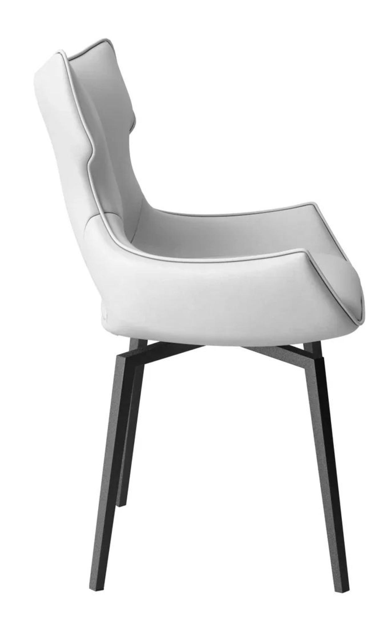 Product photograph of Set Of 2 Raffaello White Leather Swivel Dining Chair With Grey Base from Choice Furniture Superstore.