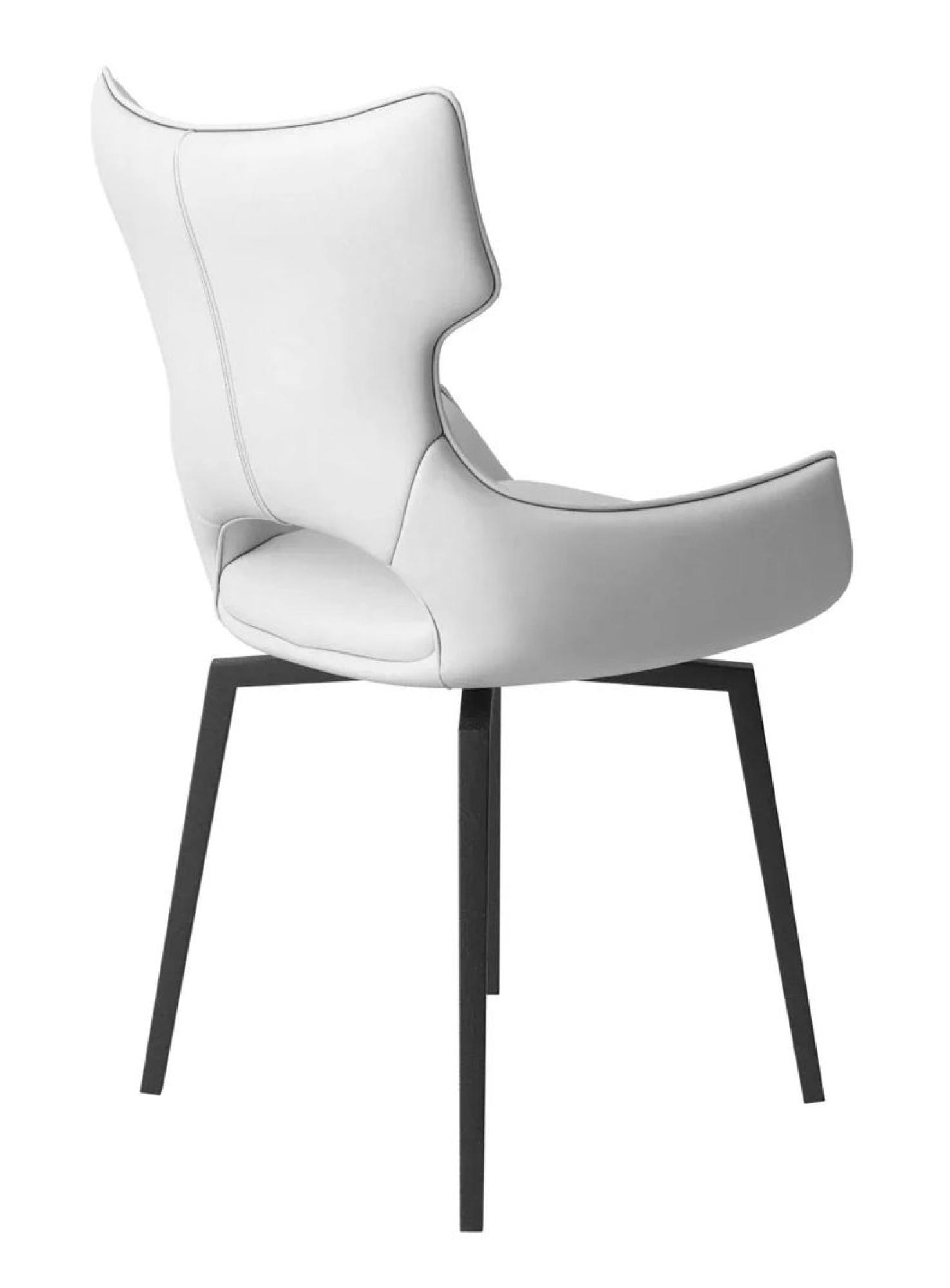 Product photograph of Set Of 2 Raffaello White Leather Swivel Dining Chair With Grey Base from Choice Furniture Superstore.