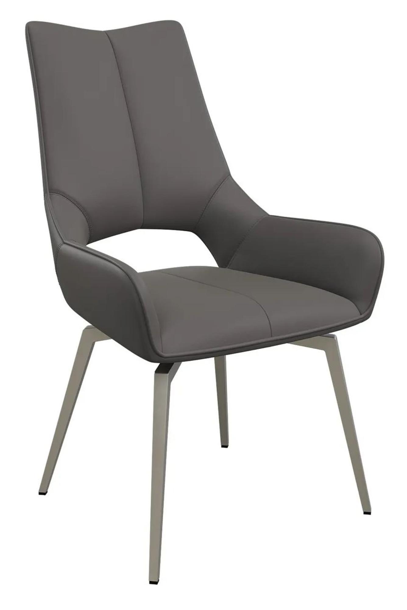 Product photograph of 2 X Spinello Grey Leather Swivel Dining Chair from Choice Furniture Superstore.