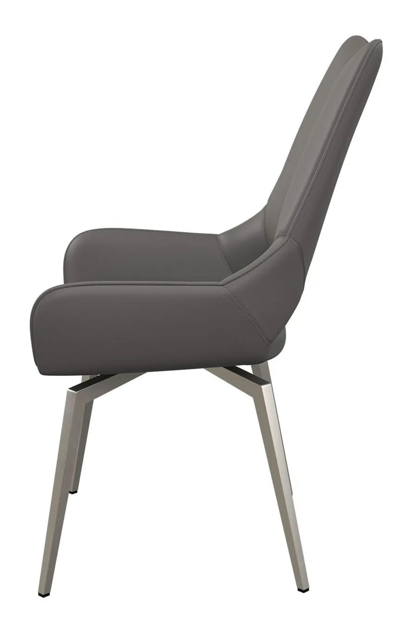 Product photograph of 2 X Spinello Grey Leather Swivel Dining Chair from Choice Furniture Superstore.