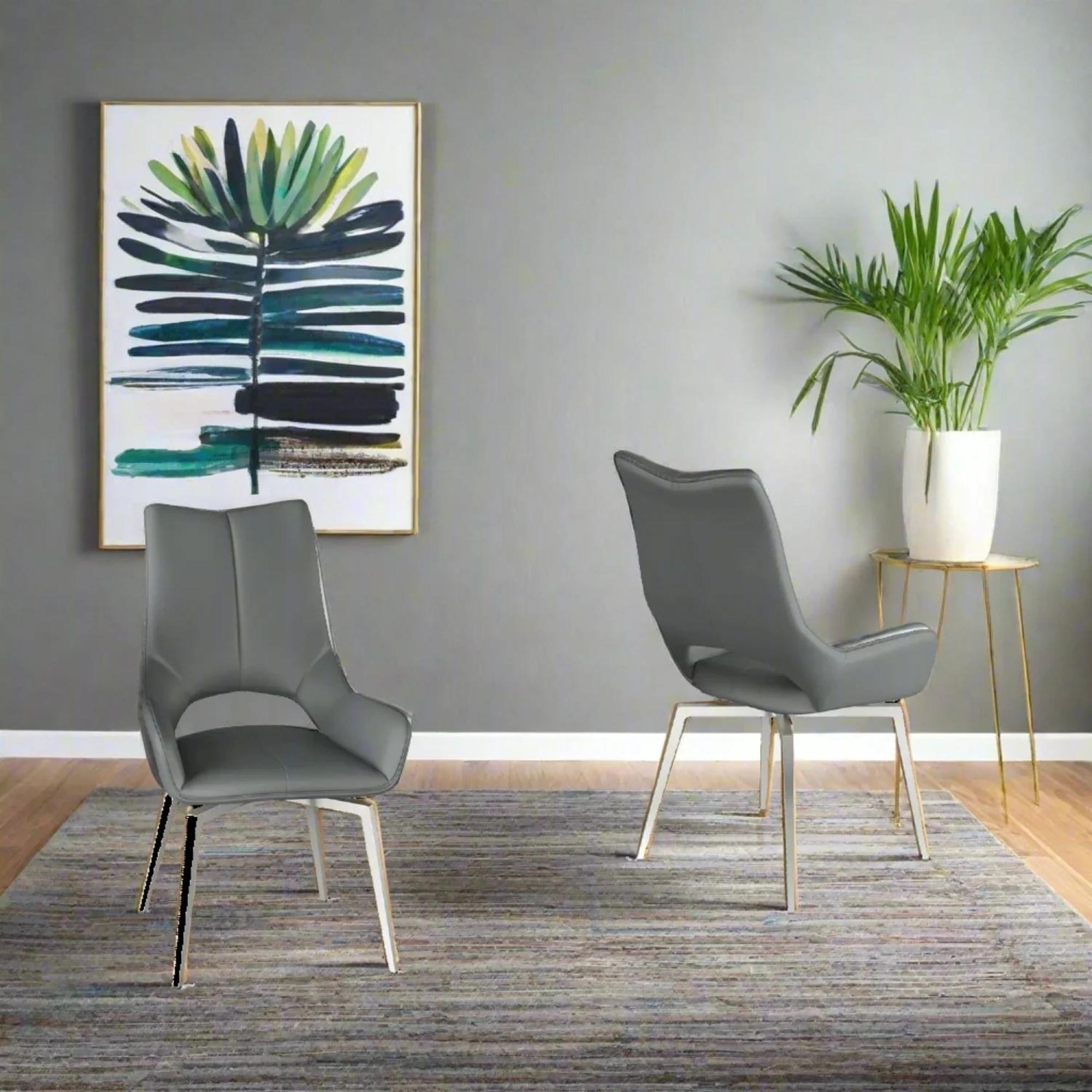 Product photograph of 2 X Spinello Grey Leather Swivel Dining Chair from Choice Furniture Superstore.