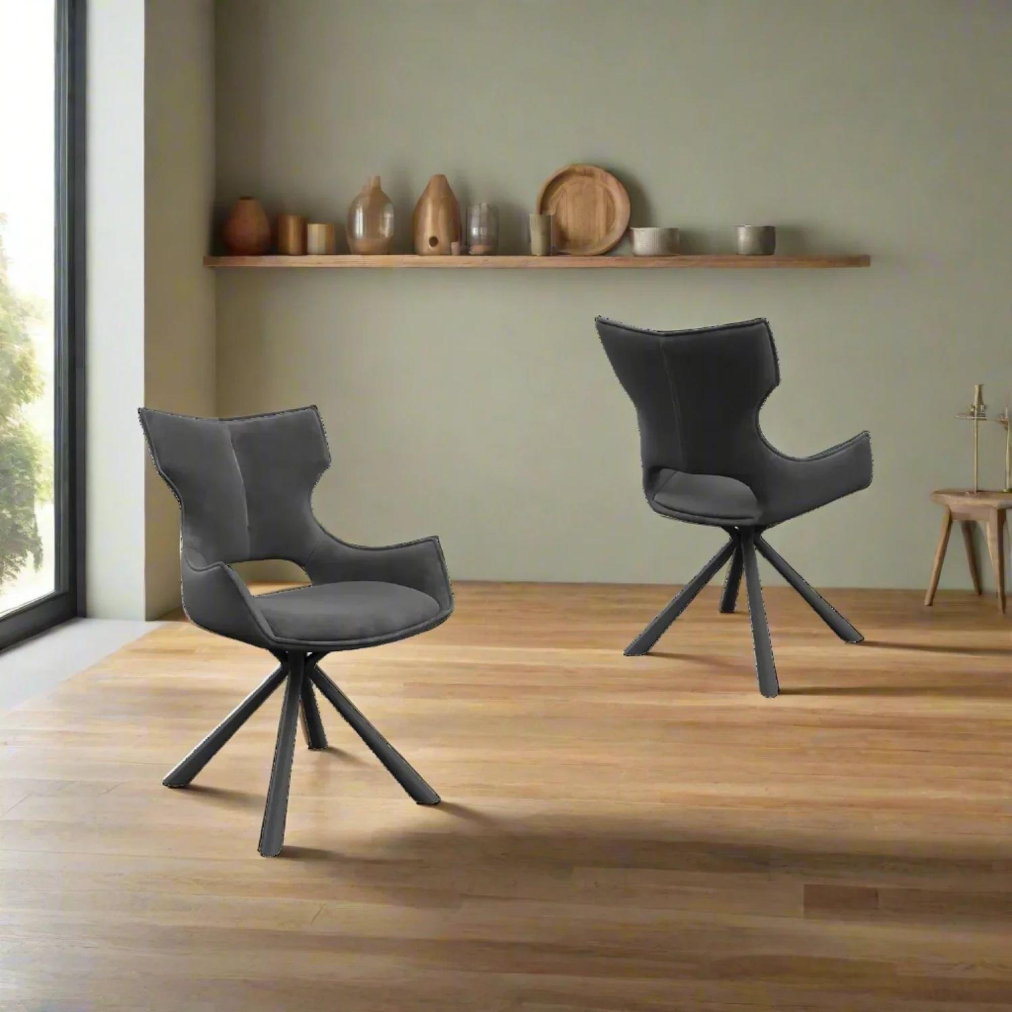 Product photograph of Set Of 2 Tripoli Grey Fabric Dining Chair from Choice Furniture Superstore.