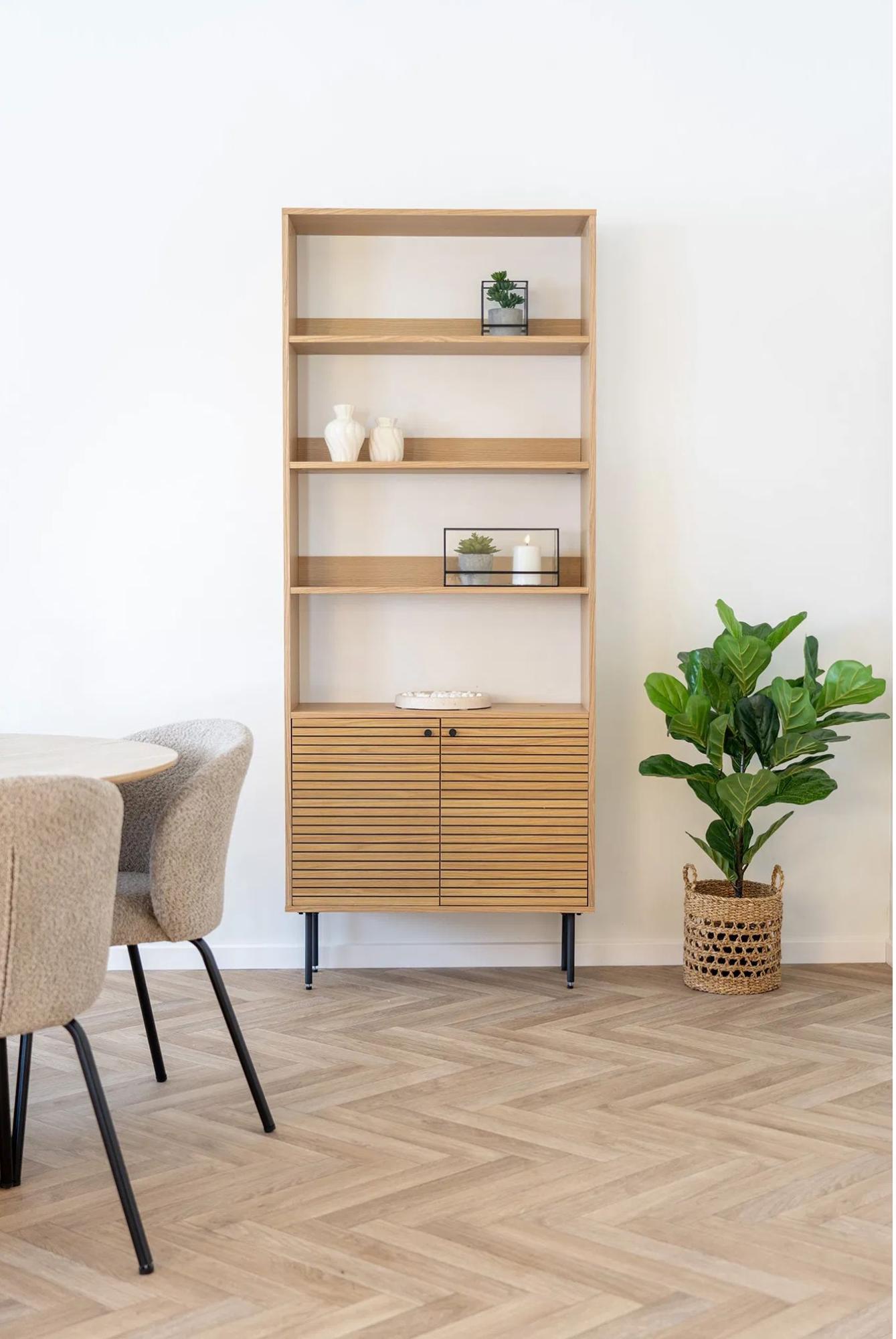 Product photograph of Toccoa Oak Veneer Fluted Bookshelf from Choice Furniture Superstore.