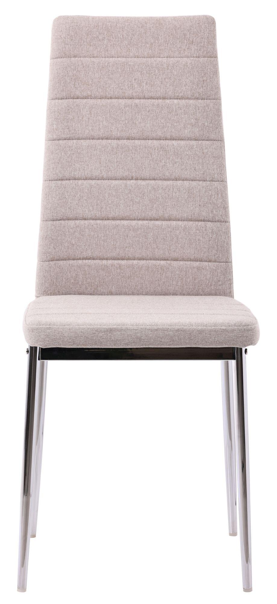 Product photograph of Set Of 12 Lido Dining Chair In Sand Color Fabric With Chrome Legs from Choice Furniture Superstore.