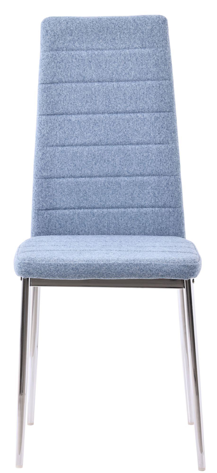 Product photograph of Set Of 4 Lido Dining Chair In Blue Color Fabric With Chrome Legs from Choice Furniture Superstore.