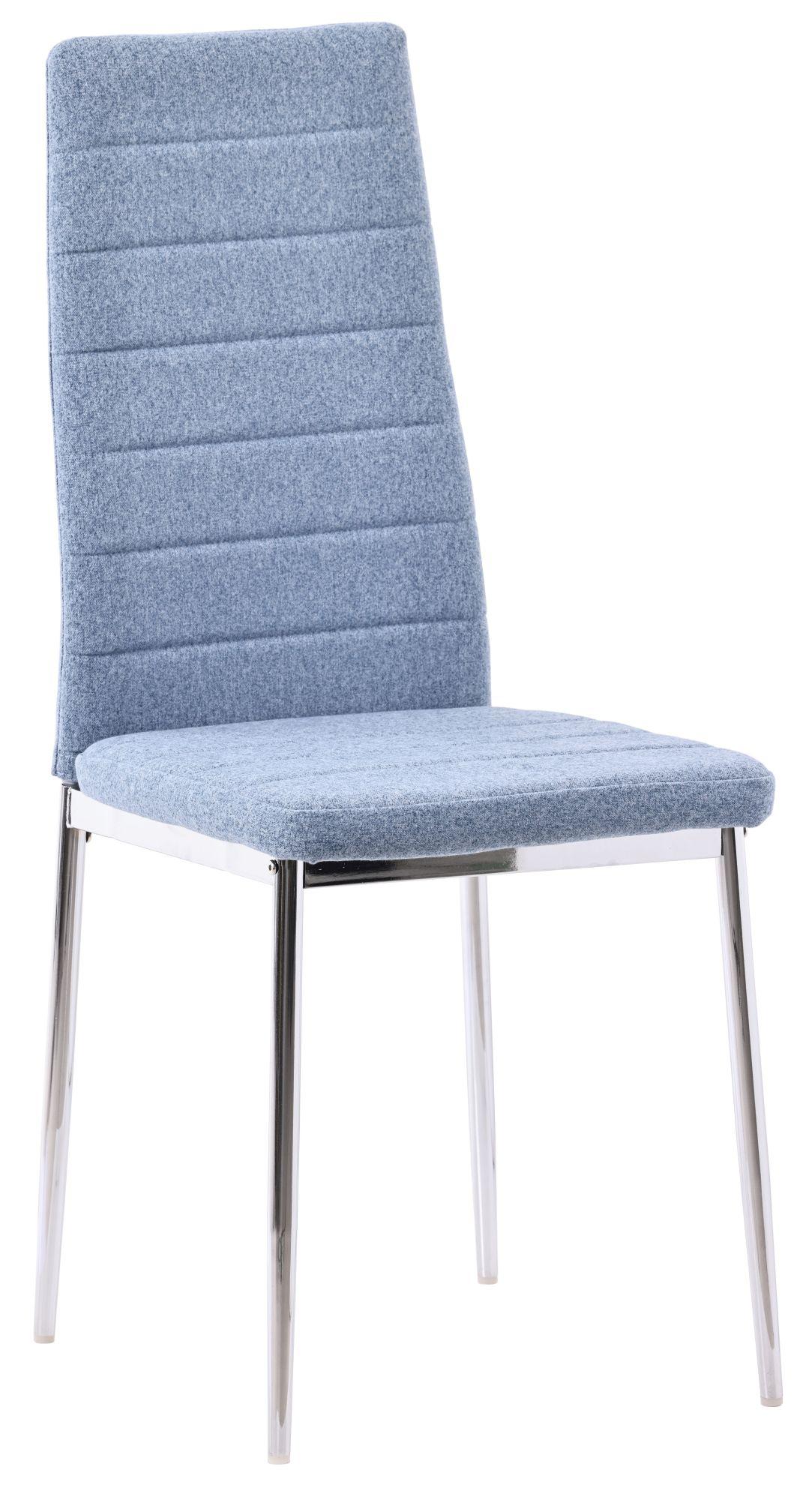 Product photograph of Set Of 4 Lido Dining Chair In Blue Color Fabric With Chrome Legs from Choice Furniture Superstore.