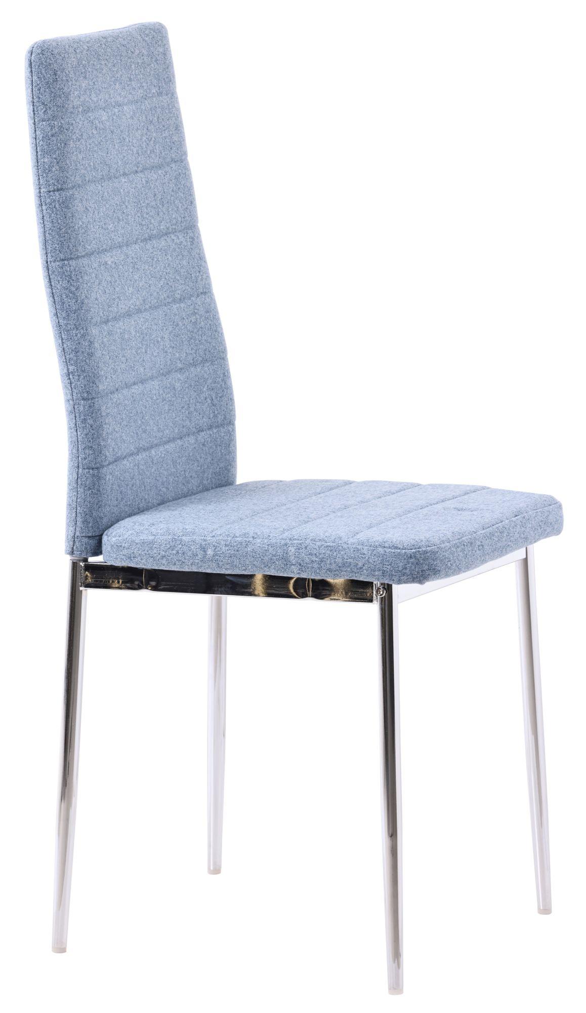 Product photograph of Set Of 4 Lido Dining Chair In Blue Color Fabric With Chrome Legs from Choice Furniture Superstore.