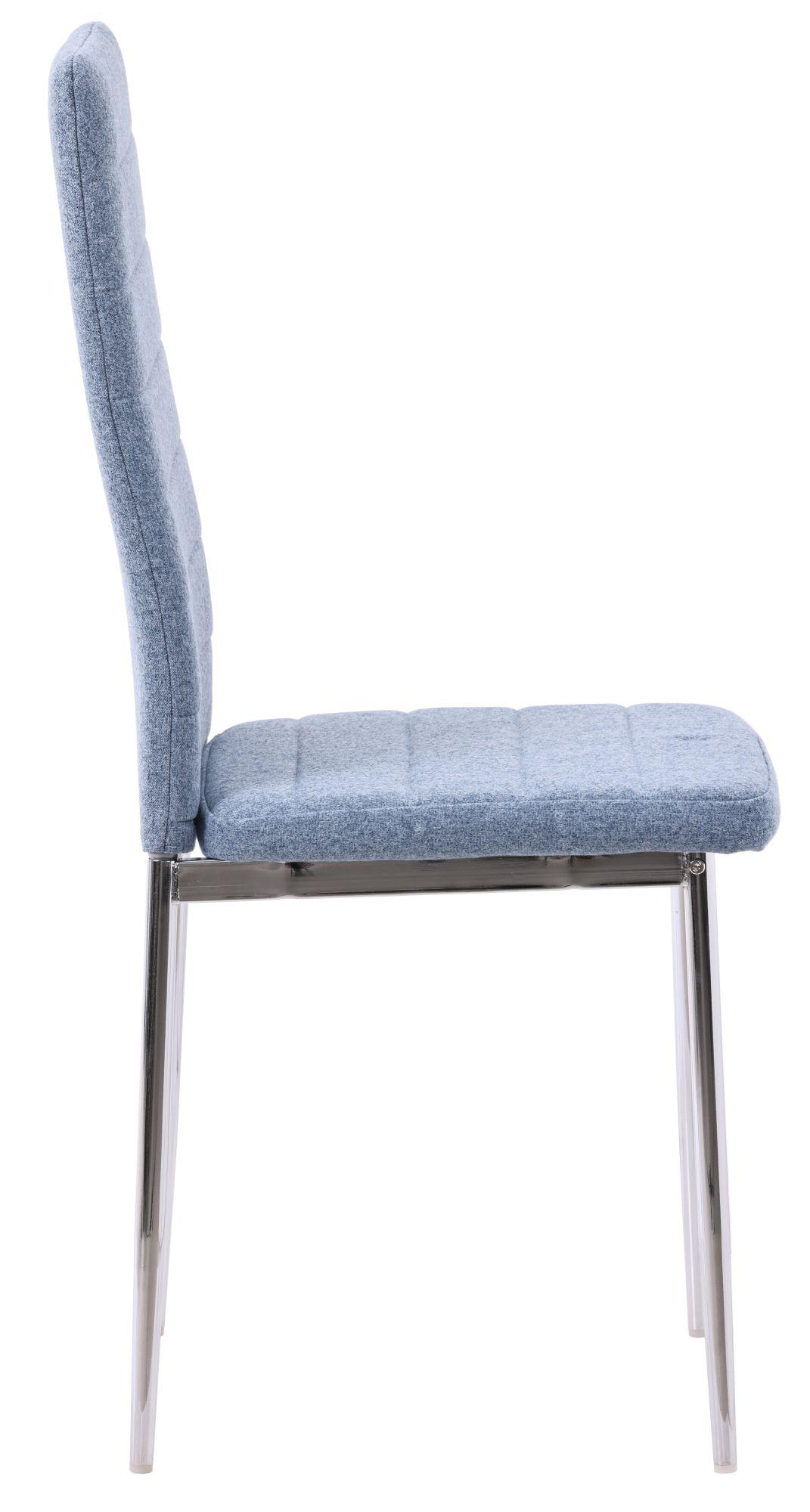 Product photograph of Set Of 4 Lido Dining Chair In Blue Color Fabric With Chrome Legs from Choice Furniture Superstore.