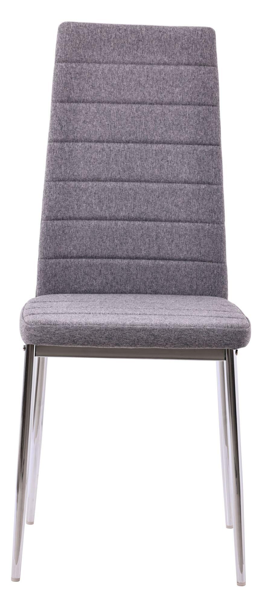 Product photograph of Set Of 4 Lido Dining Chair In Dark Grey Color Fabric With Chrome Legs from Choice Furniture Superstore.