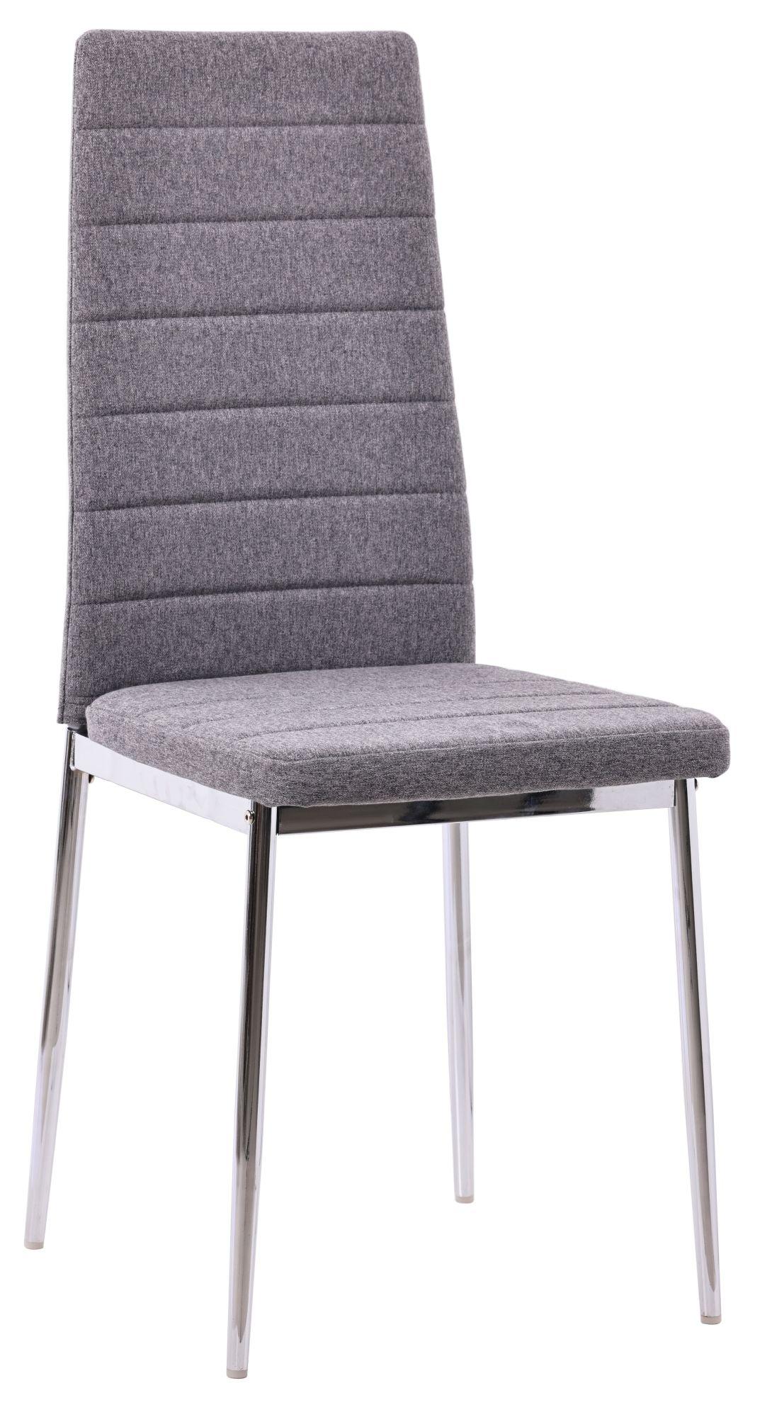 Product photograph of Set Of 4 Lido Dining Chair In Dark Grey Color Fabric With Chrome Legs from Choice Furniture Superstore.