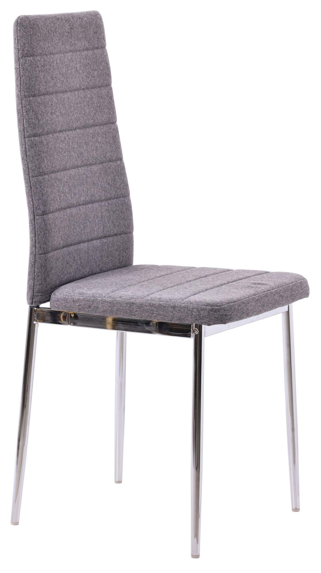 Product photograph of Set Of 4 Lido Dining Chair In Dark Grey Color Fabric With Chrome Legs from Choice Furniture Superstore.