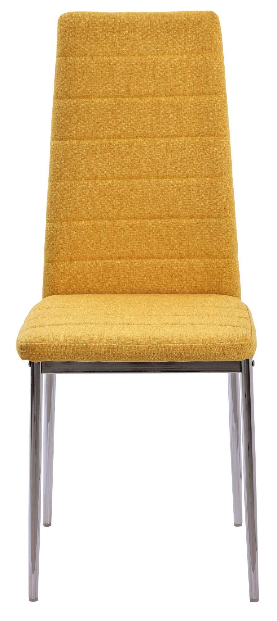 Product photograph of Set Of 4 Lido Dining Chair In Yellow Color Fabric With Chrome Legs from Choice Furniture Superstore.