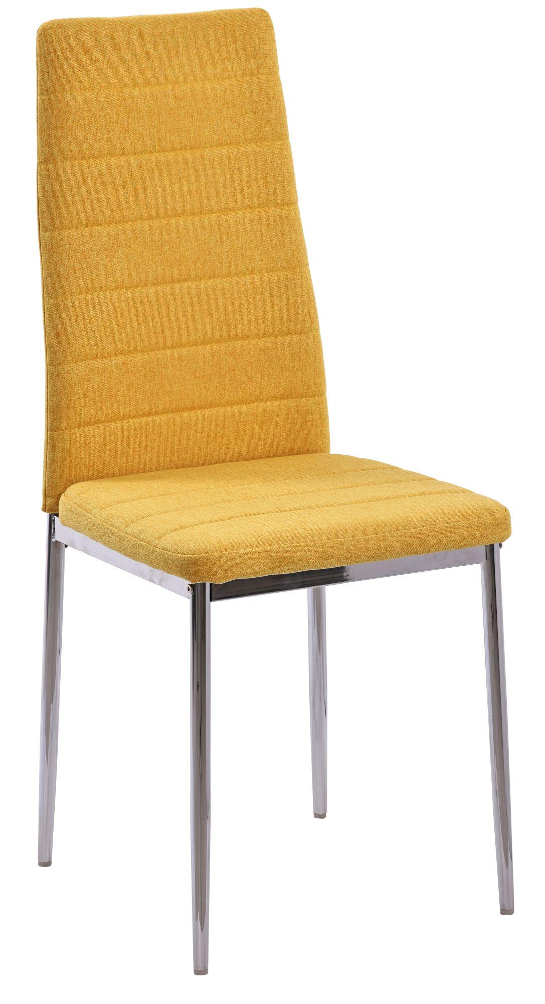 Product photograph of Set Of 4 Lido Dining Chair In Yellow Color Fabric With Chrome Legs from Choice Furniture Superstore.