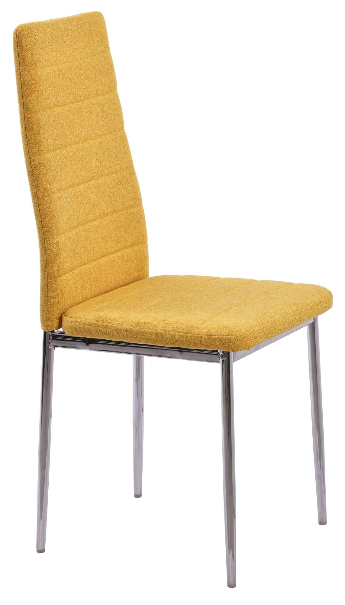 Product photograph of Set Of 4 Lido Dining Chair In Yellow Color Fabric With Chrome Legs from Choice Furniture Superstore.