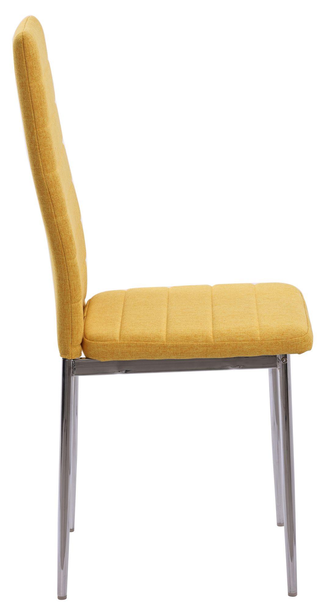 Product photograph of Set Of 4 Lido Dining Chair In Yellow Color Fabric With Chrome Legs from Choice Furniture Superstore.