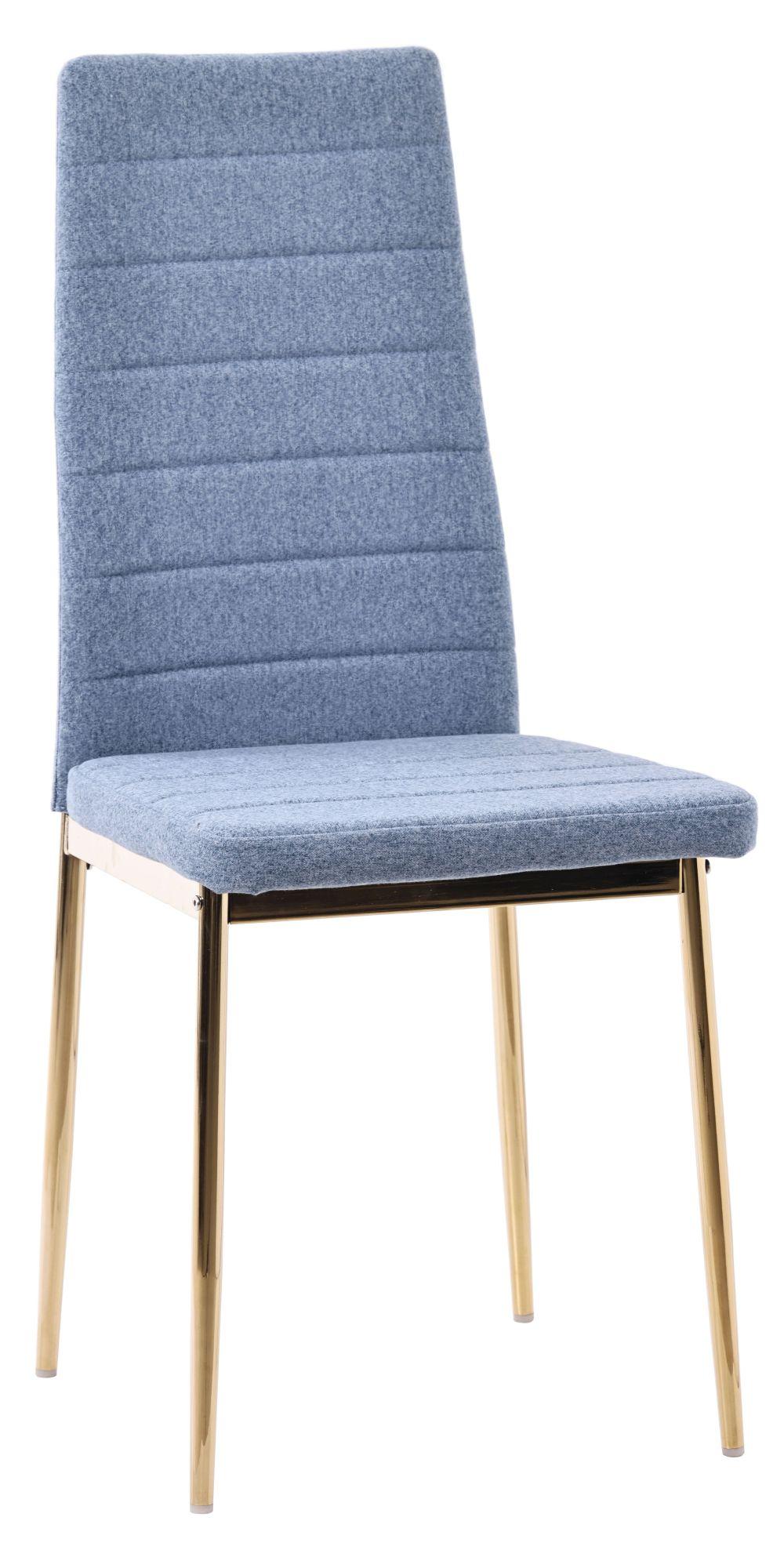 Product photograph of Set Of 4 Lido Dining Chair In Blue Color Fabric With Gold Legs from Choice Furniture Superstore.