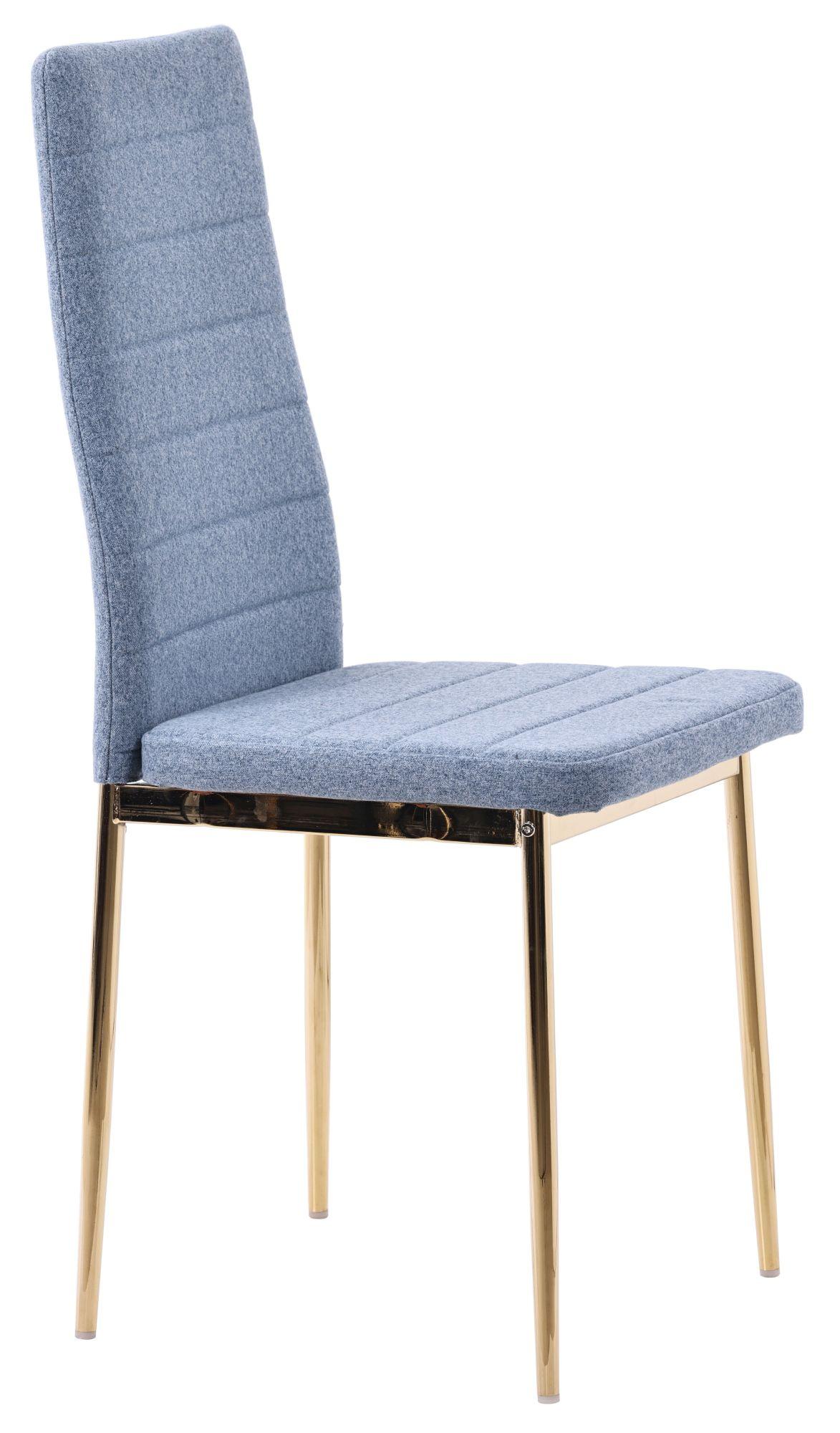 Product photograph of Set Of 4 Lido Dining Chair In Blue Color Fabric With Gold Legs from Choice Furniture Superstore.