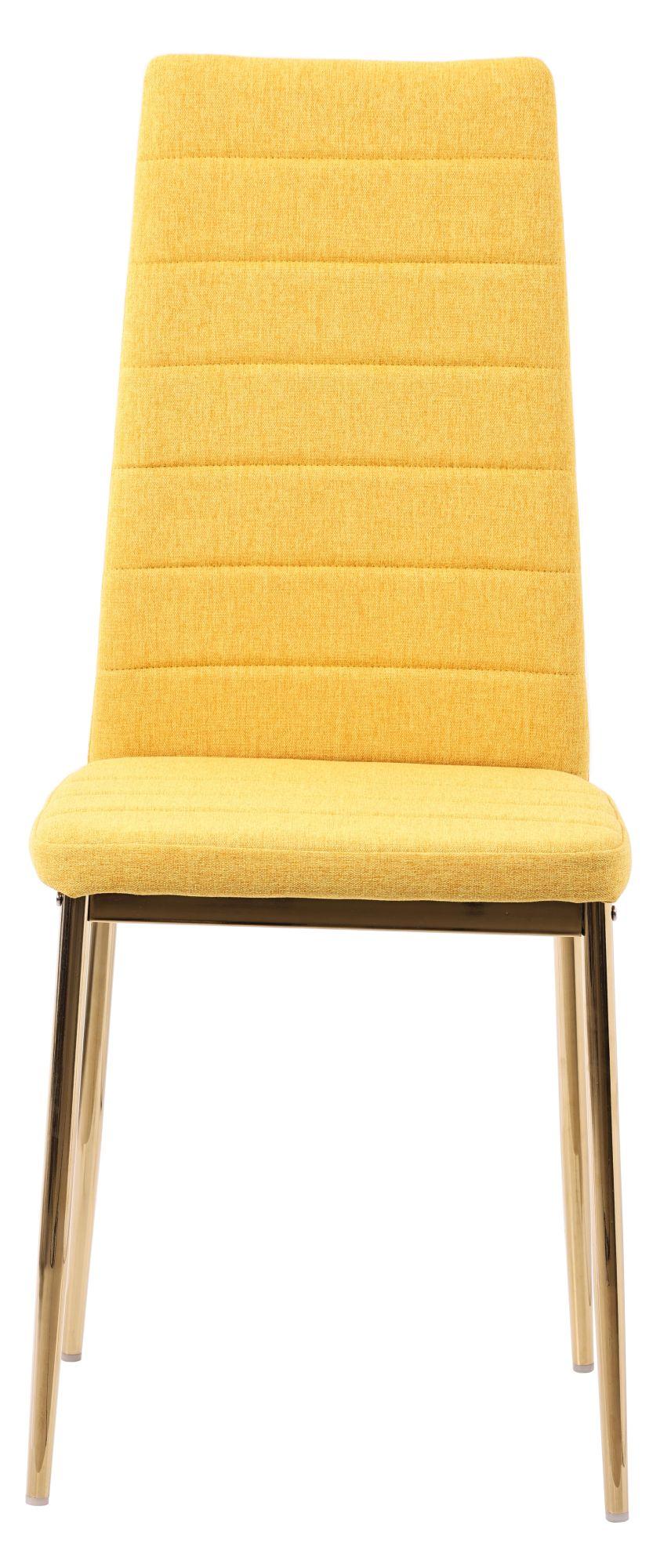 Product photograph of Set Of 4 Lido Dining Chair In Yellow Color Fabric With Gold Legs from Choice Furniture Superstore.