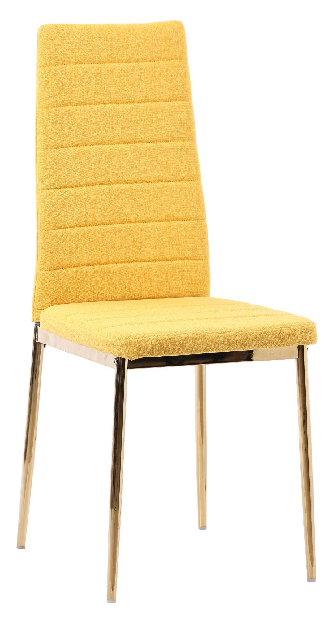 Product photograph of Set Of 4 Lido Dining Chair In Yellow Color Fabric With Gold Legs from Choice Furniture Superstore.