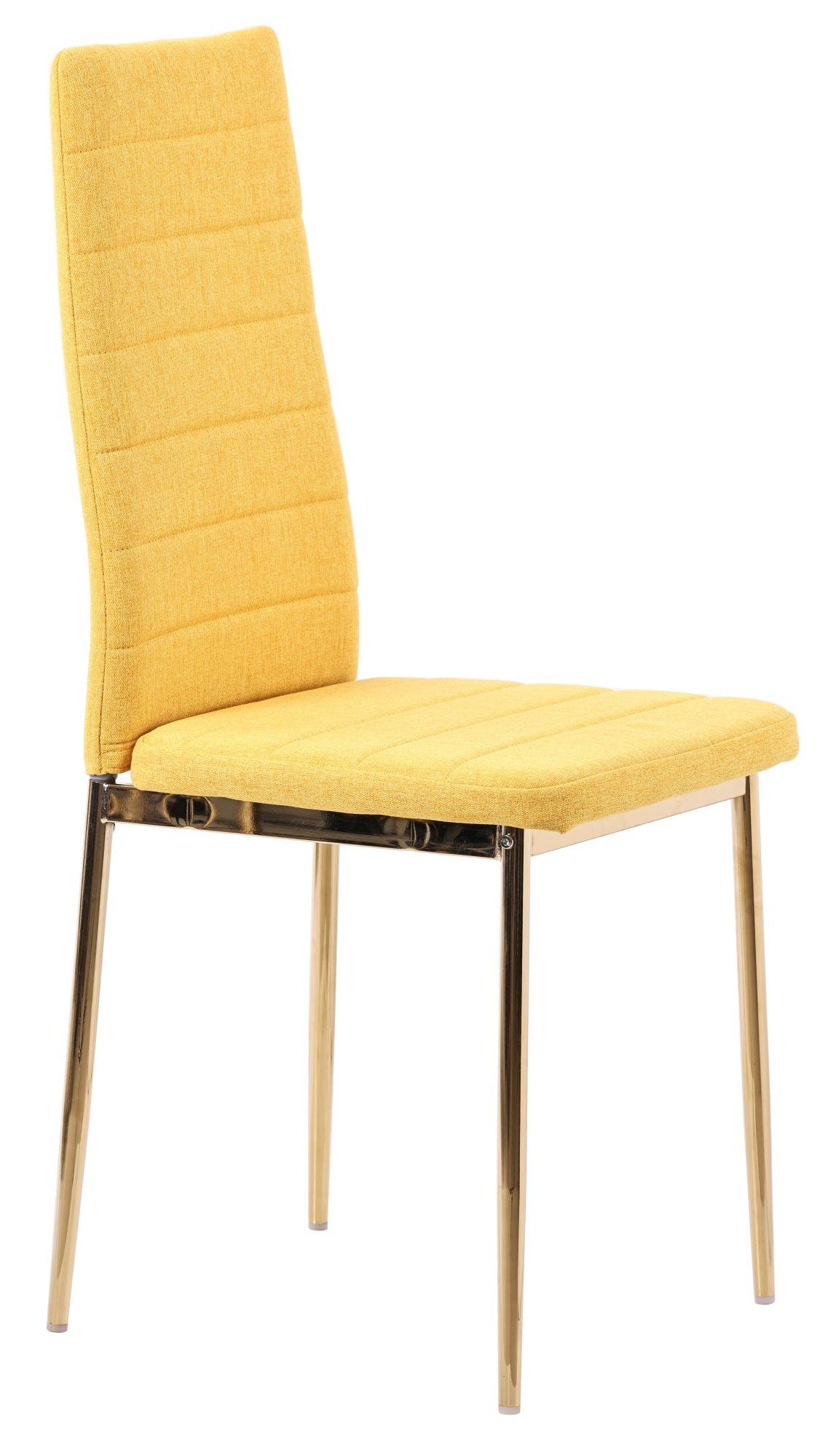 Product photograph of Set Of 4 Lido Dining Chair In Yellow Color Fabric With Gold Legs from Choice Furniture Superstore.