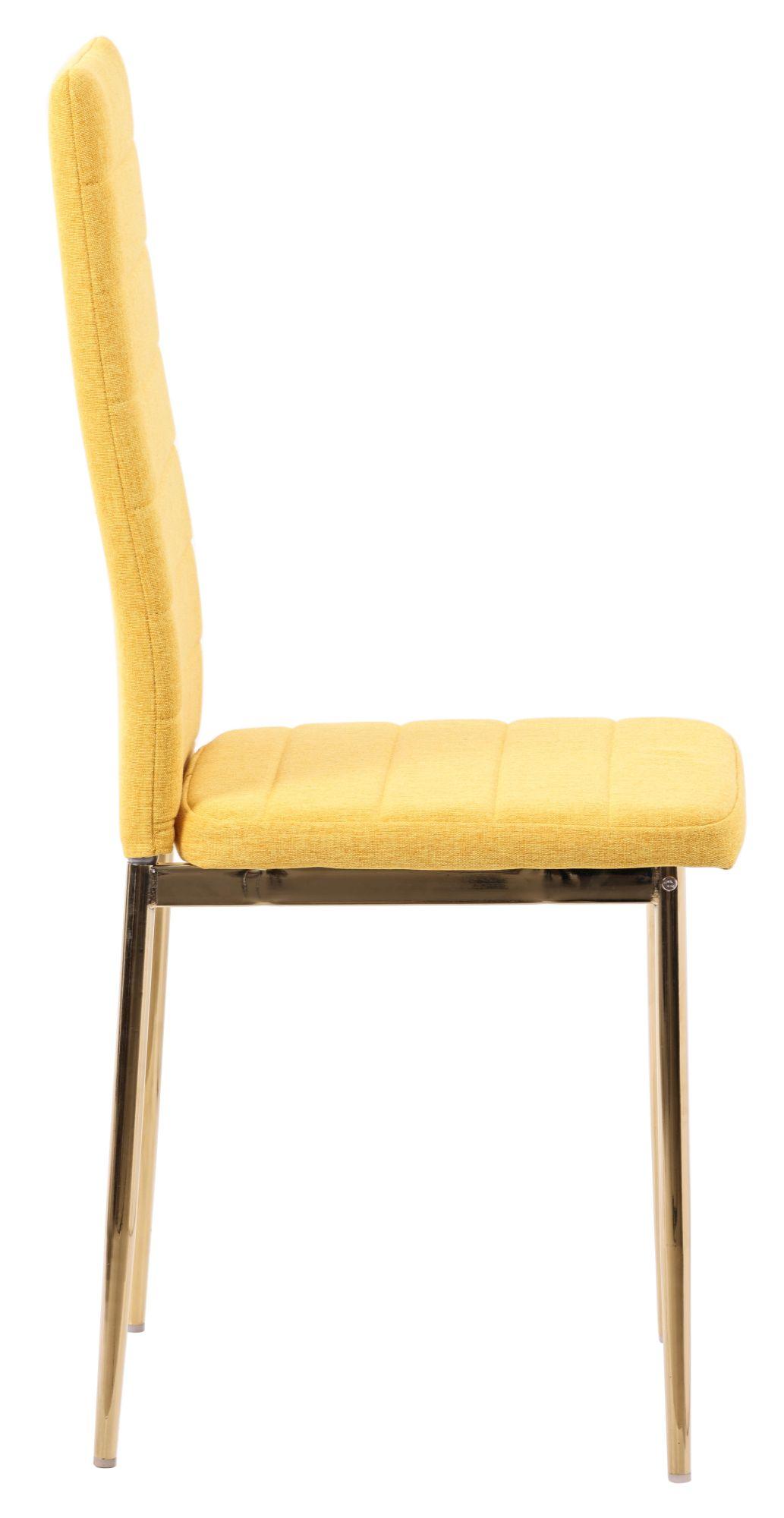 Product photograph of Set Of 4 Lido Dining Chair In Yellow Color Fabric With Gold Legs from Choice Furniture Superstore.