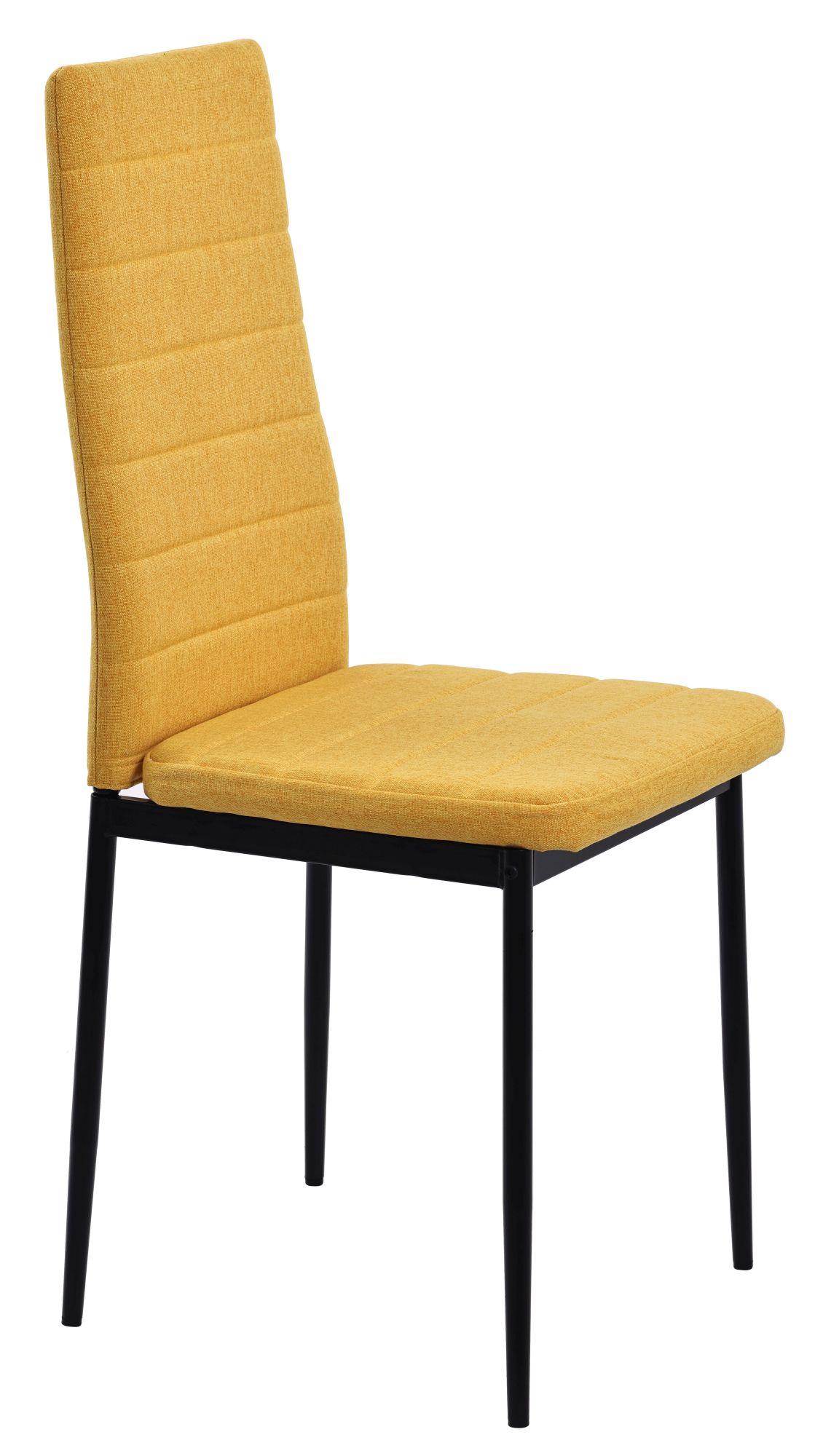 Product photograph of Set Of 4 Lido Dining Chair In Yellow Color Fabric With Black Legs from Choice Furniture Superstore.