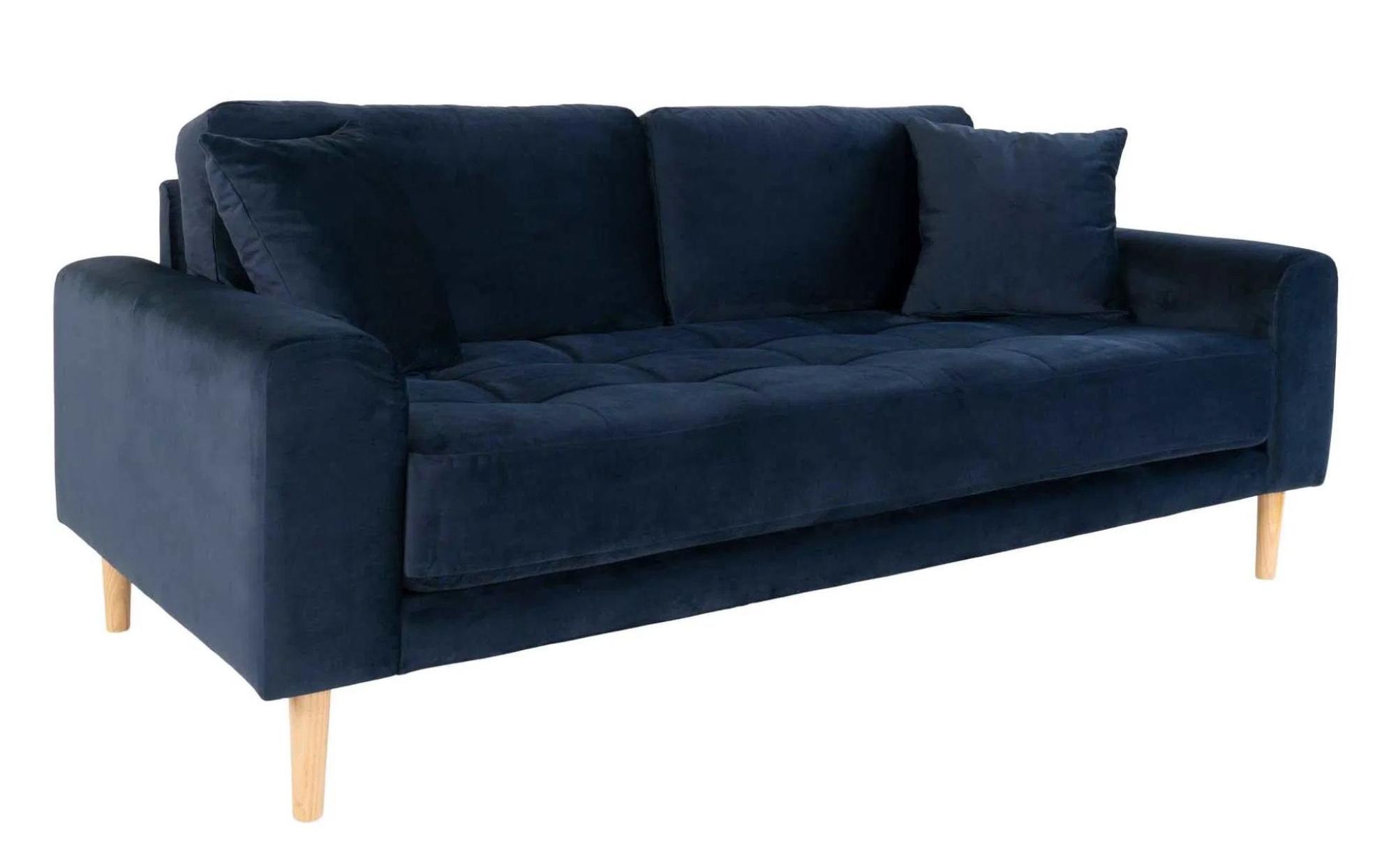 Product photograph of Datto Blue Velvet Fabric 2 5 Seater Sofa from Choice Furniture Superstore.