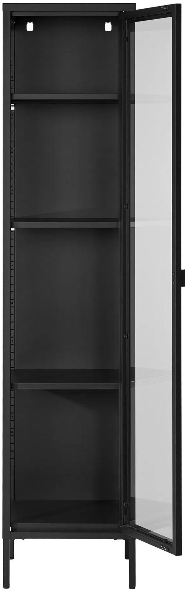 Product photograph of Nondalton Black 185cm Slim Display Cabinet from Choice Furniture Superstore.