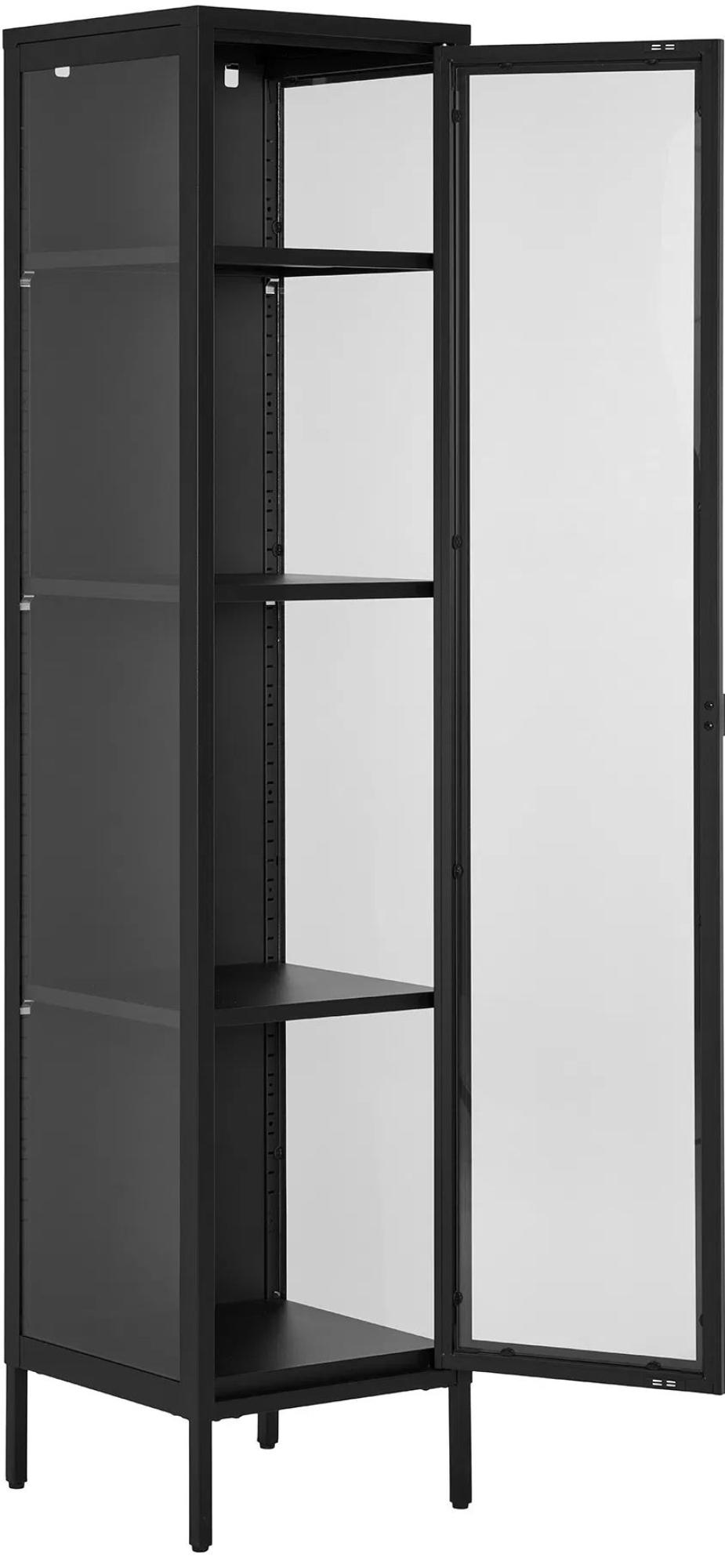 Product photograph of Nondalton Black 185cm Slim Display Cabinet from Choice Furniture Superstore.