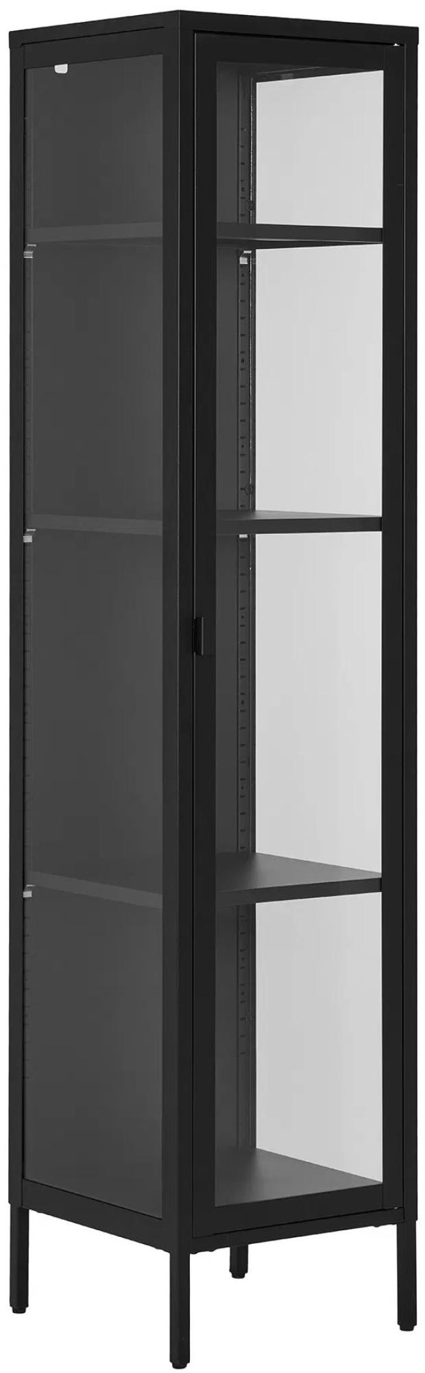 Product photograph of Nondalton Black 185cm Slim Display Cabinet from Choice Furniture Superstore.