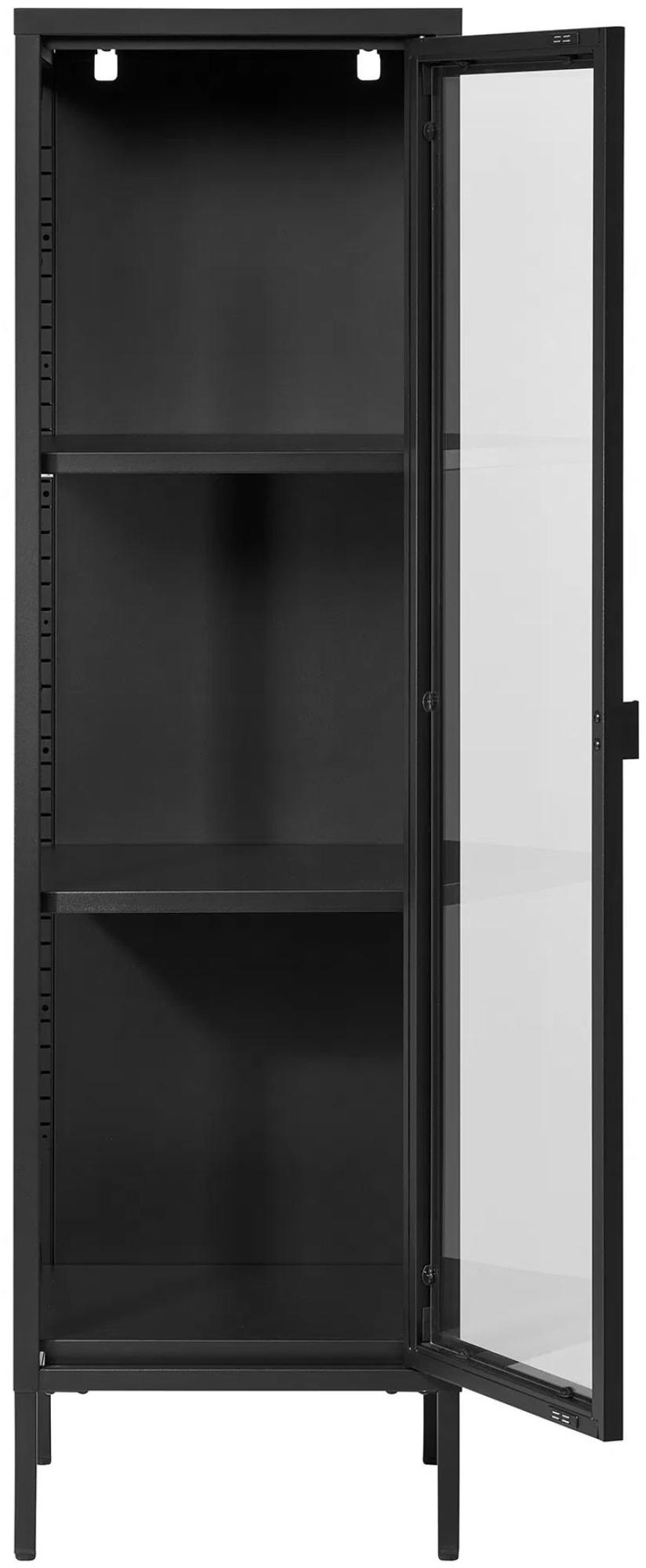 Product photograph of Nondalton Black 140cm Slim Display Cabinet from Choice Furniture Superstore.