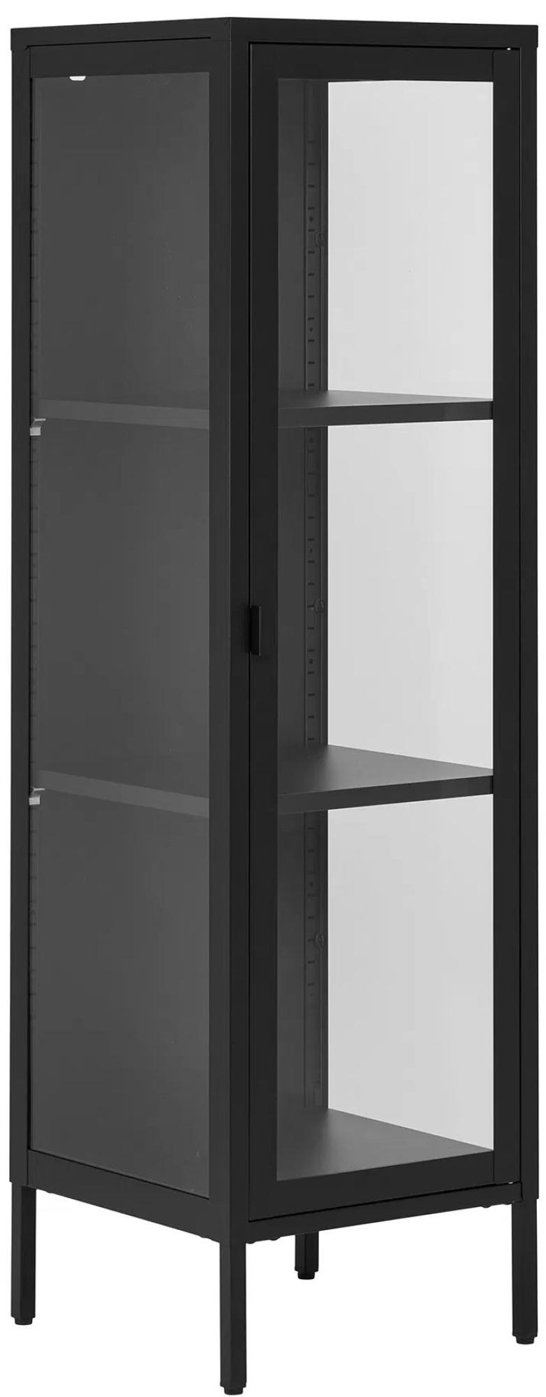 Product photograph of Nondalton Black 140cm Slim Display Cabinet from Choice Furniture Superstore.