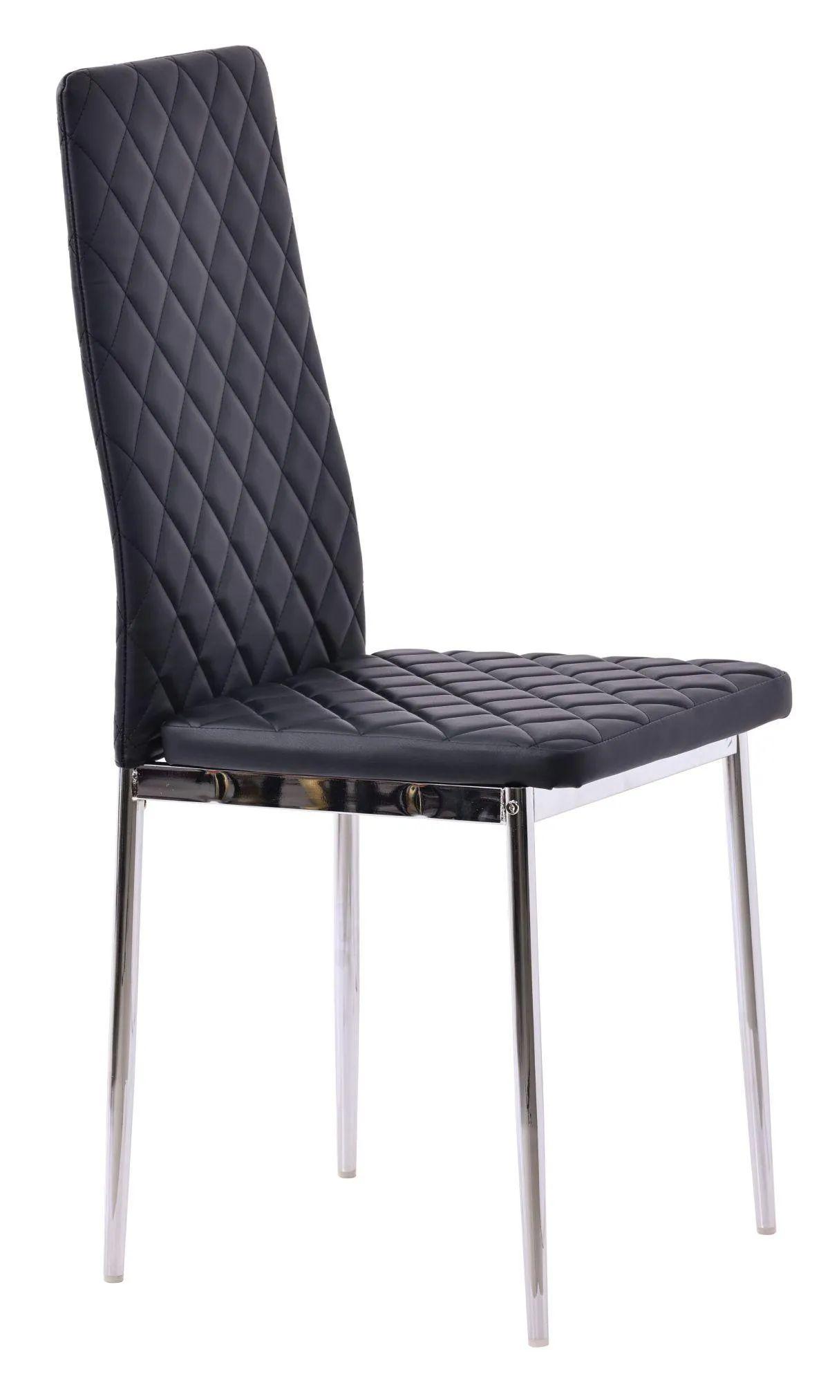 Product photograph of 4 X Metro Dining Chairs In Black Colour Leather And Chrome Metal Legs from Choice Furniture Superstore.