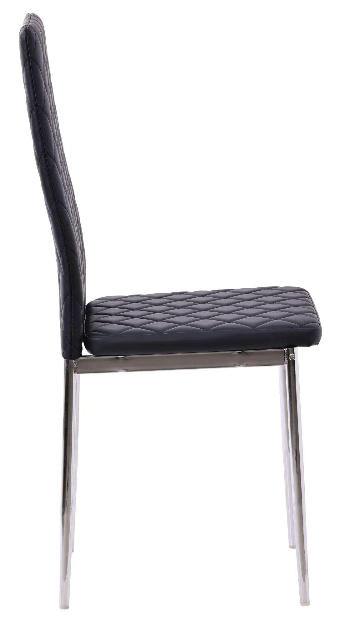 Product photograph of 4 X Metro Dining Chairs In Black Colour Leather And Chrome Metal Legs from Choice Furniture Superstore.