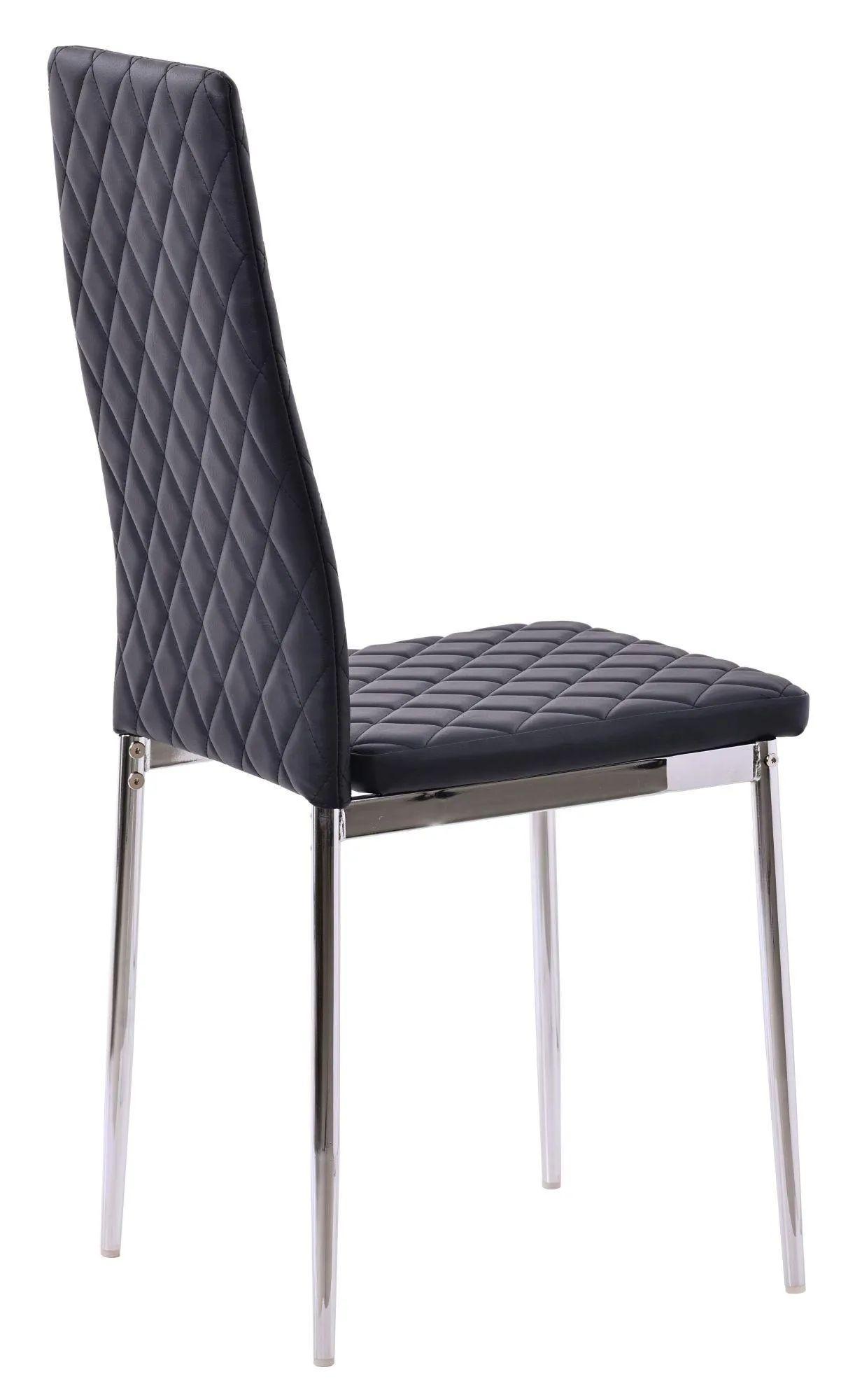 Product photograph of 4 X Metro Dining Chairs In Black Colour Leather And Chrome Metal Legs from Choice Furniture Superstore.