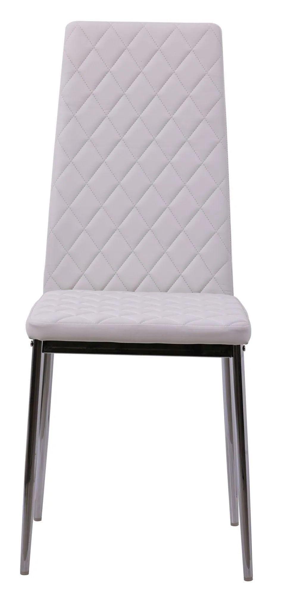 Product photograph of 4 X Metro Dining Chairs In White Colour Leather And Chrome Metal Legs from Choice Furniture Superstore.