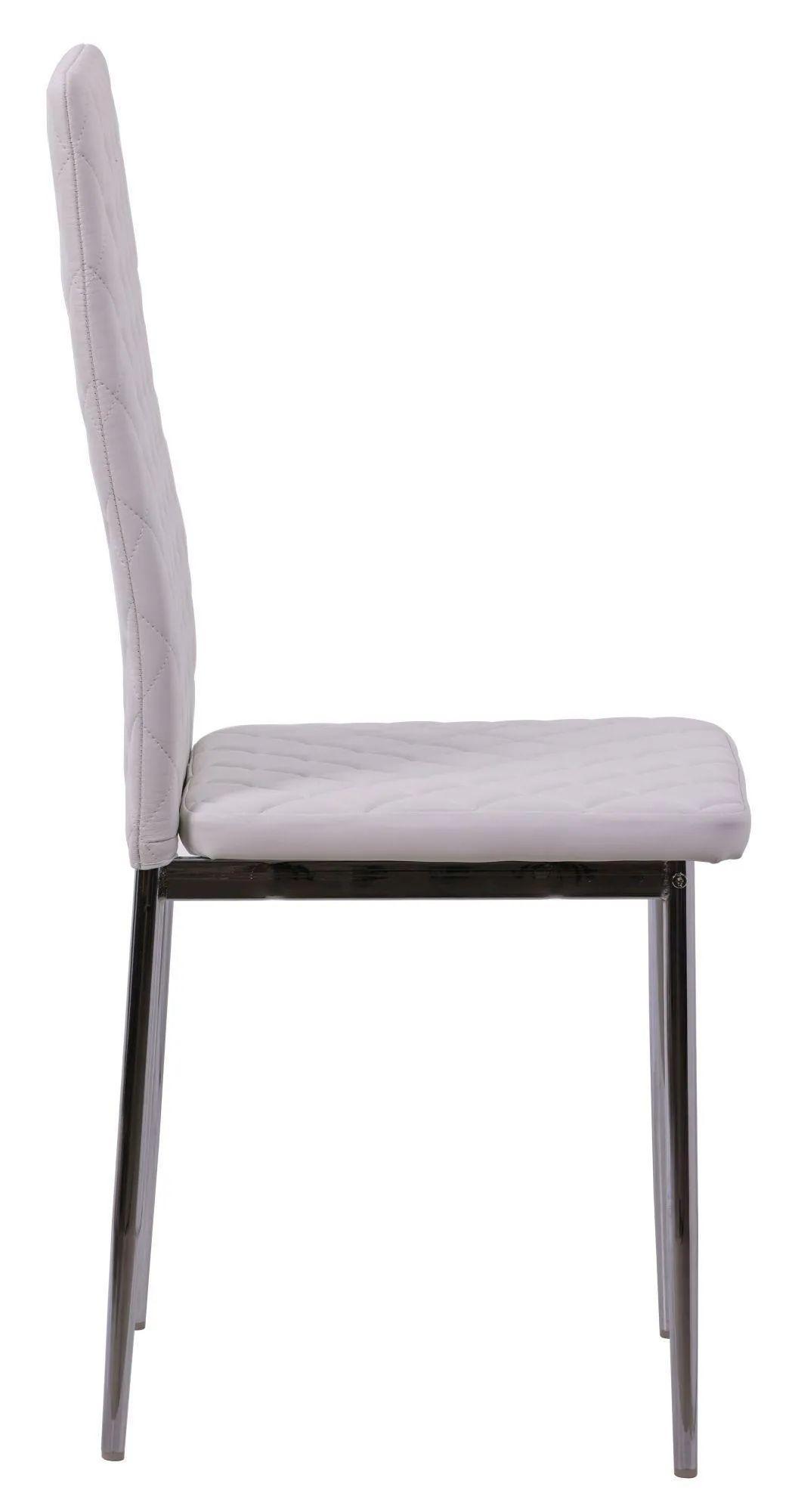 Product photograph of 4 X Metro Dining Chairs In White Colour Leather And Chrome Metal Legs from Choice Furniture Superstore.
