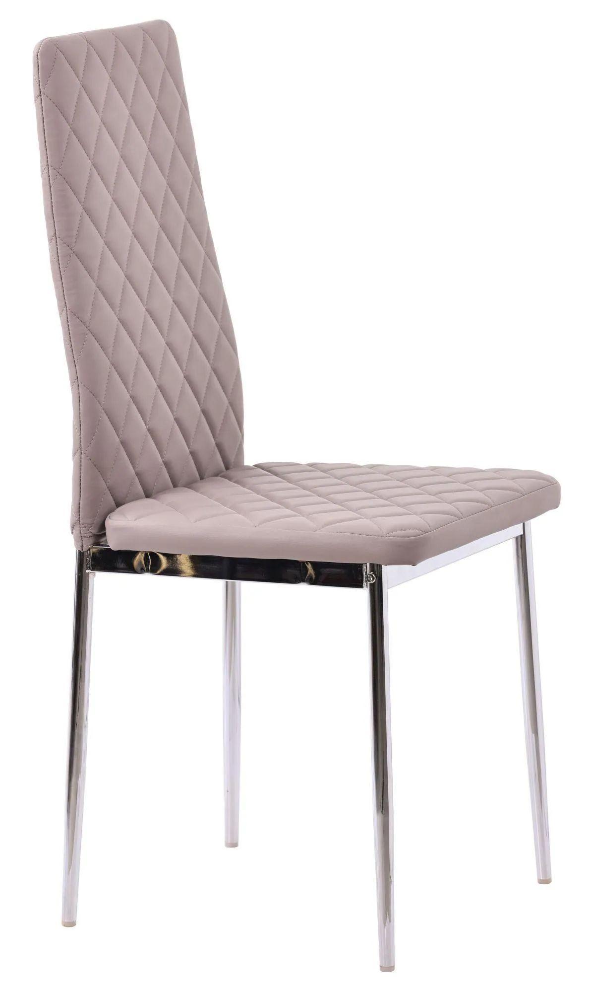 Product photograph of 4 X Metro Dining Chairs In Beige Colour Leather And Chrome Metal Legs from Choice Furniture Superstore.