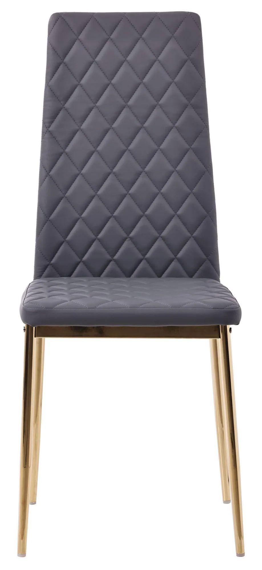 Product photograph of 4 X Metro Dining Chairs In Grey Colour Leather And Gold Metal Legs from Choice Furniture Superstore.