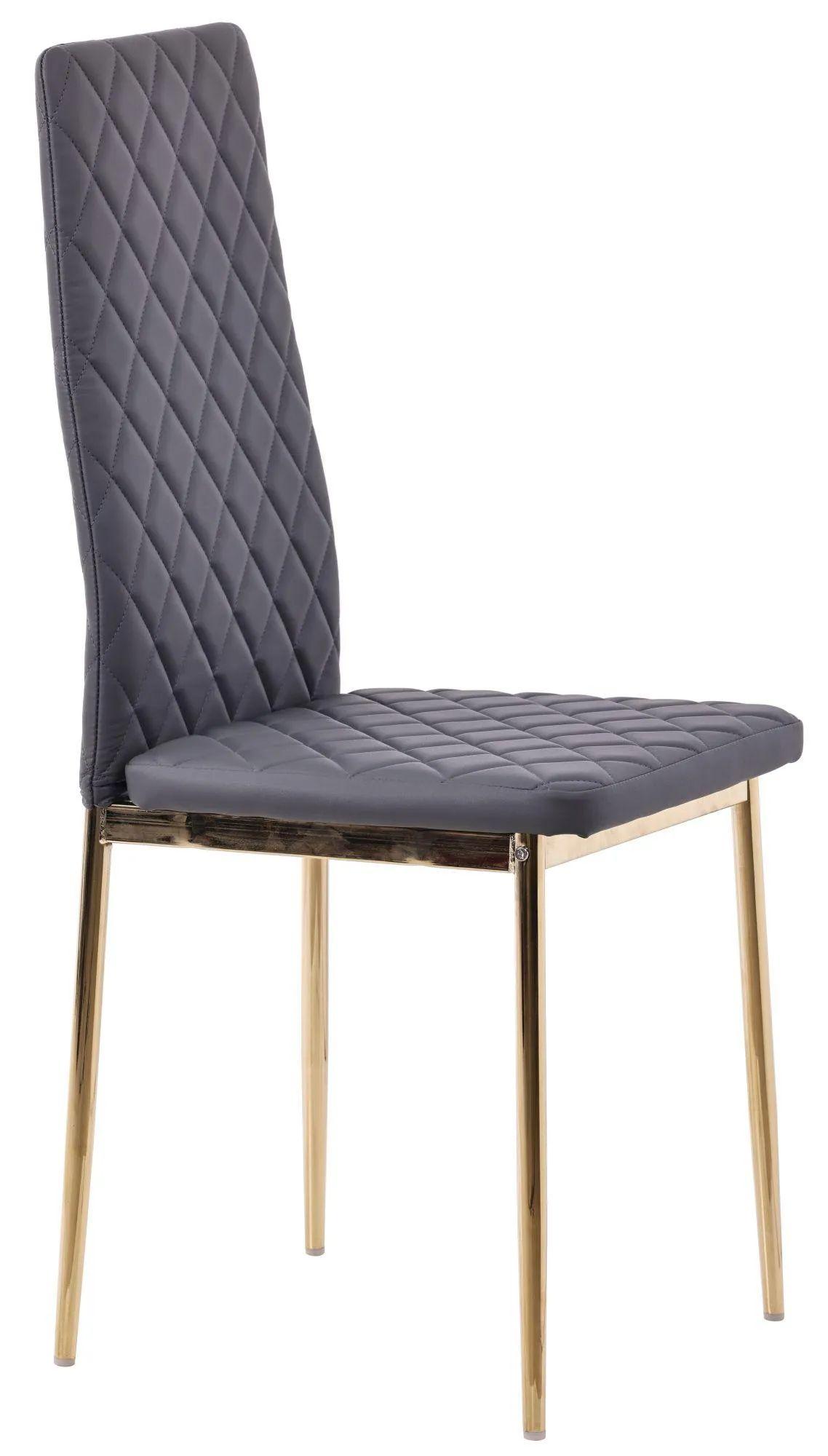 Product photograph of 4 X Metro Dining Chairs In Grey Colour Leather And Gold Metal Legs from Choice Furniture Superstore.