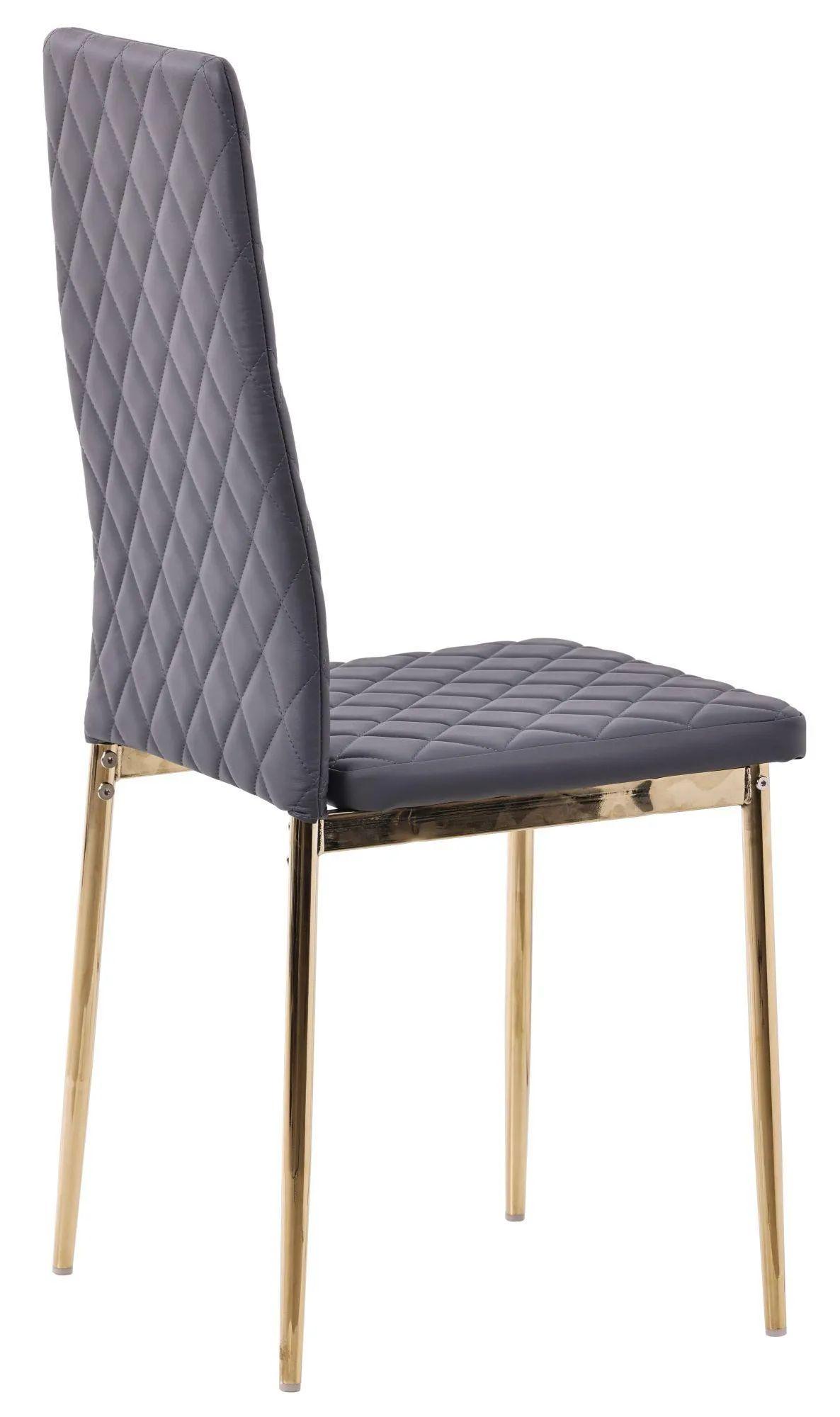 Product photograph of 4 X Metro Dining Chairs In Grey Colour Leather And Gold Metal Legs from Choice Furniture Superstore.