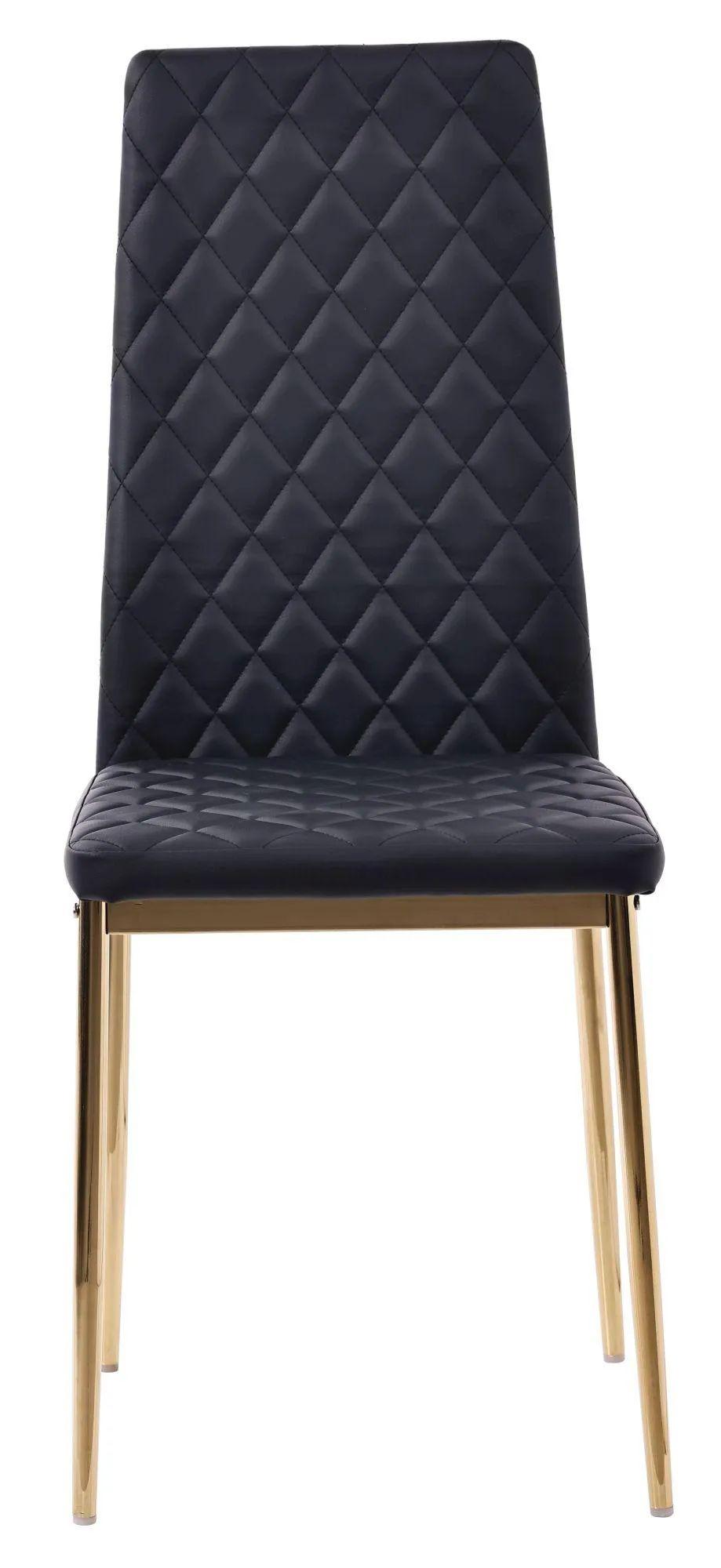 Product photograph of 4 X Metro Dining Chairs In Black Colour Leather And Gold Metal Legs from Choice Furniture Superstore.
