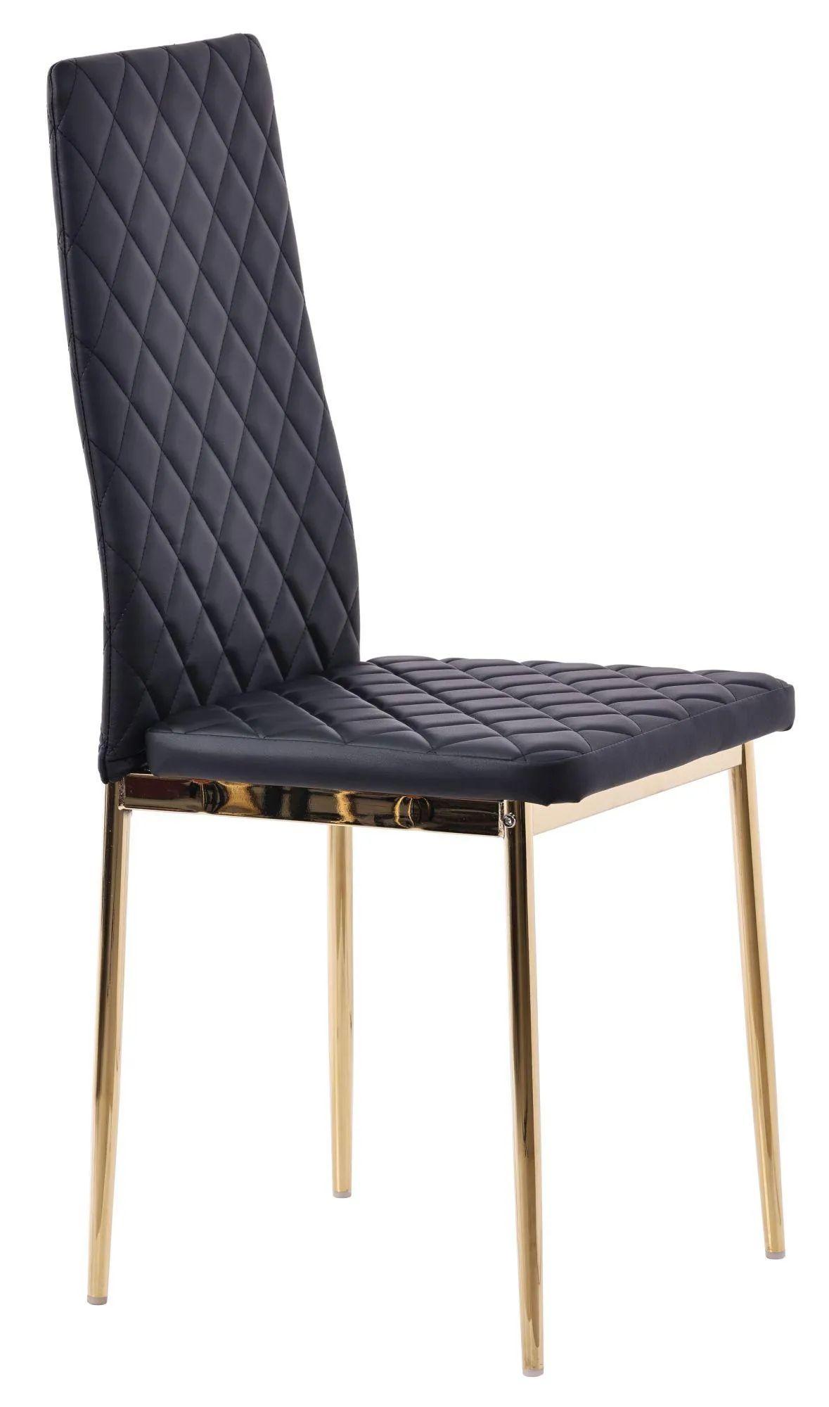 Product photograph of 4 X Metro Dining Chairs In Black Colour Leather And Gold Metal Legs from Choice Furniture Superstore.