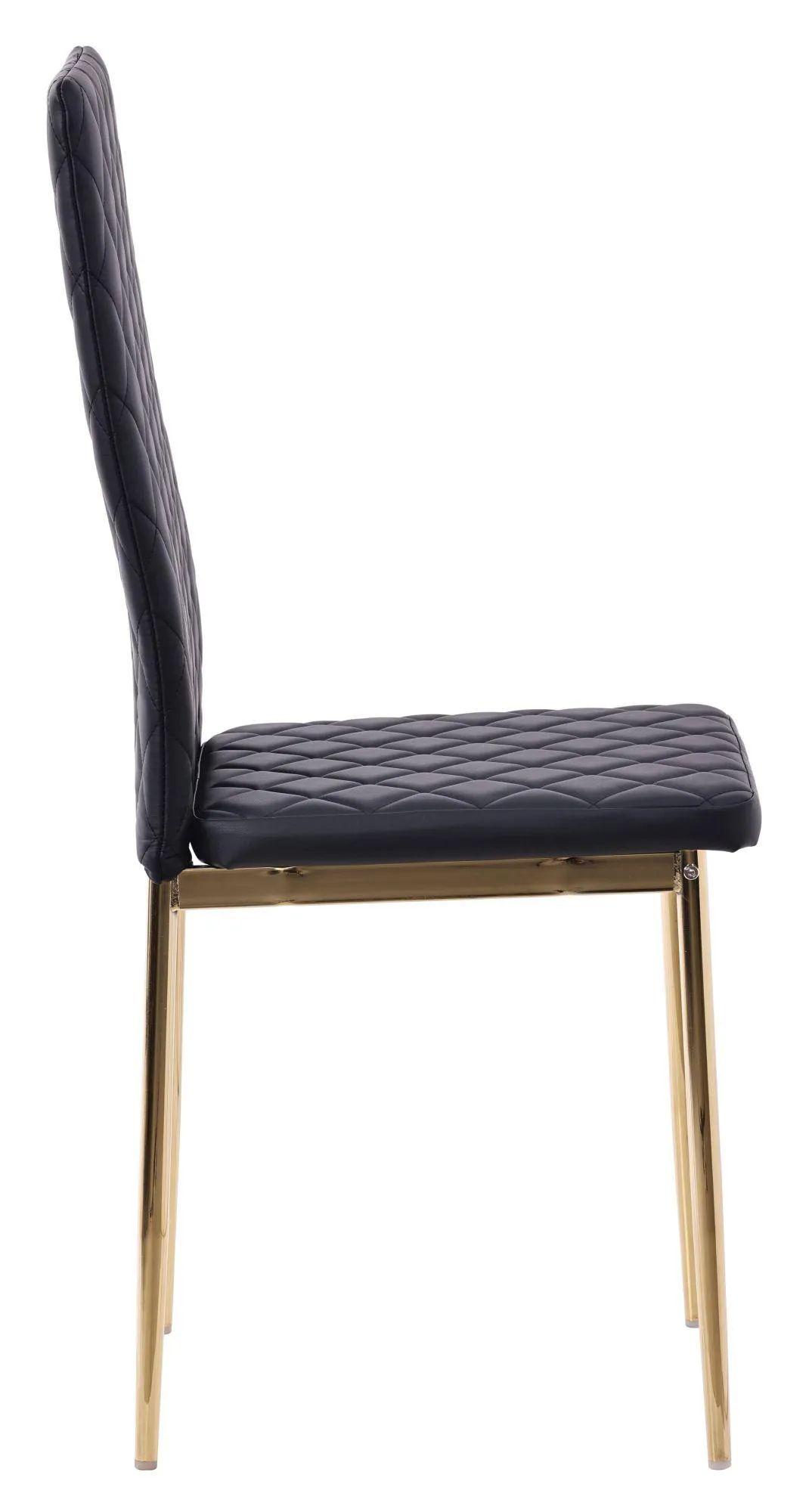 Product photograph of 4 X Metro Dining Chairs In Black Colour Leather And Gold Metal Legs from Choice Furniture Superstore.