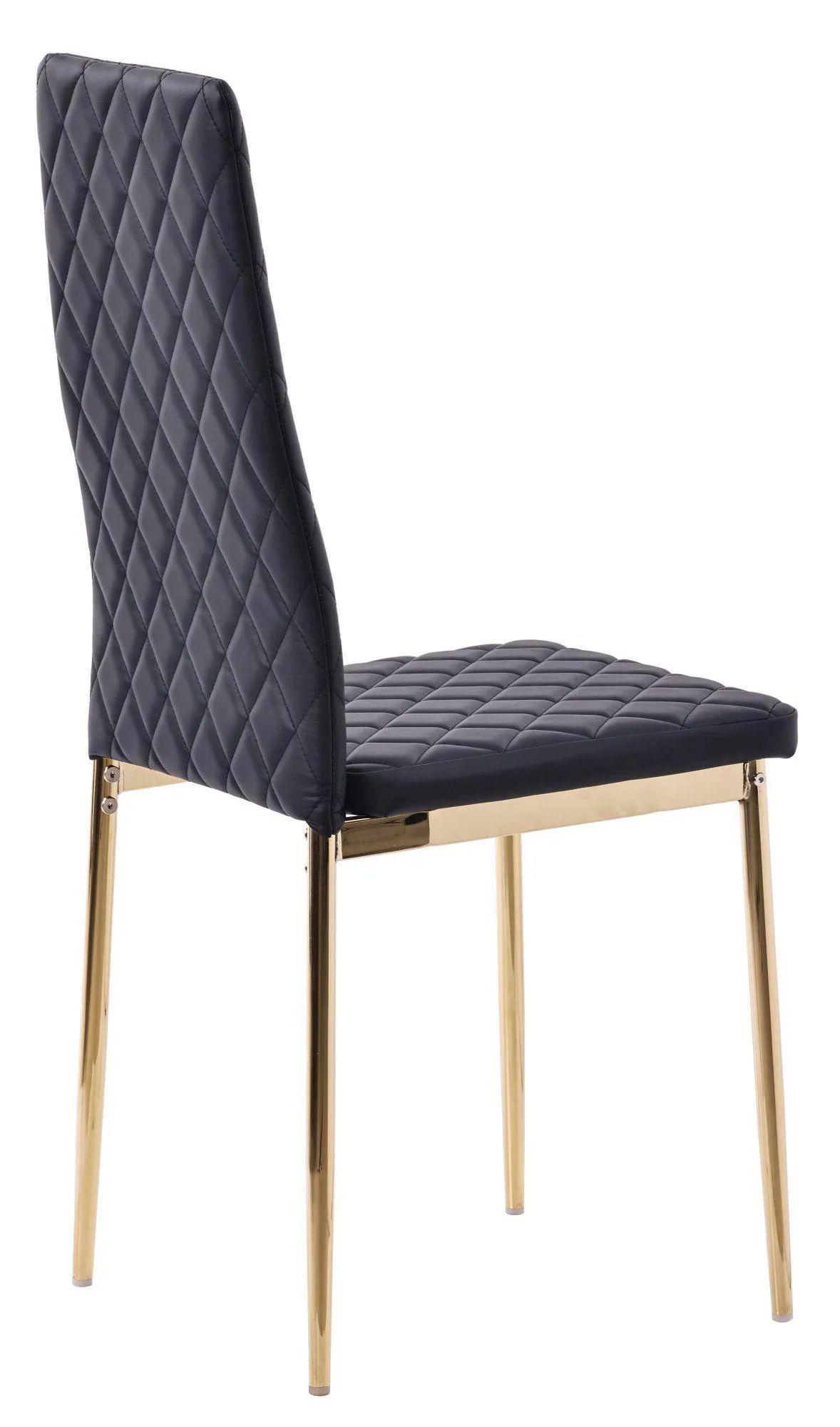 Product photograph of 4 X Metro Dining Chairs In Black Colour Leather And Gold Metal Legs from Choice Furniture Superstore.