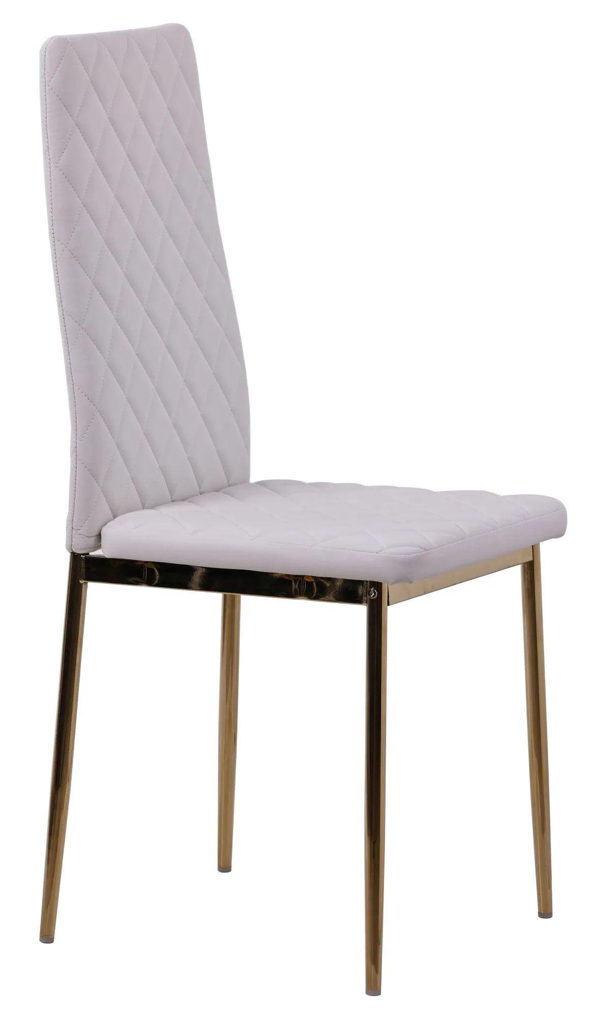 Product photograph of 4 X Metro Dining Chairs In White Colour Leather And Gold Metal Legs from Choice Furniture Superstore.