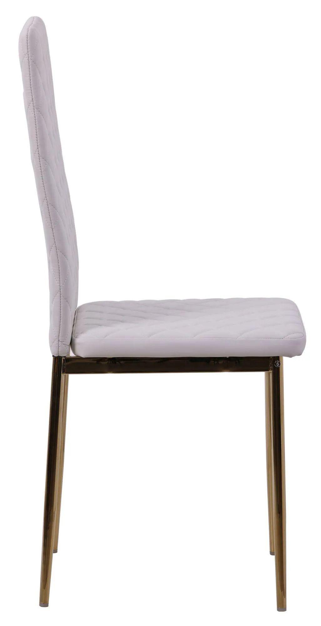 Product photograph of 4 X Metro Dining Chairs In White Colour Leather And Gold Metal Legs from Choice Furniture Superstore.